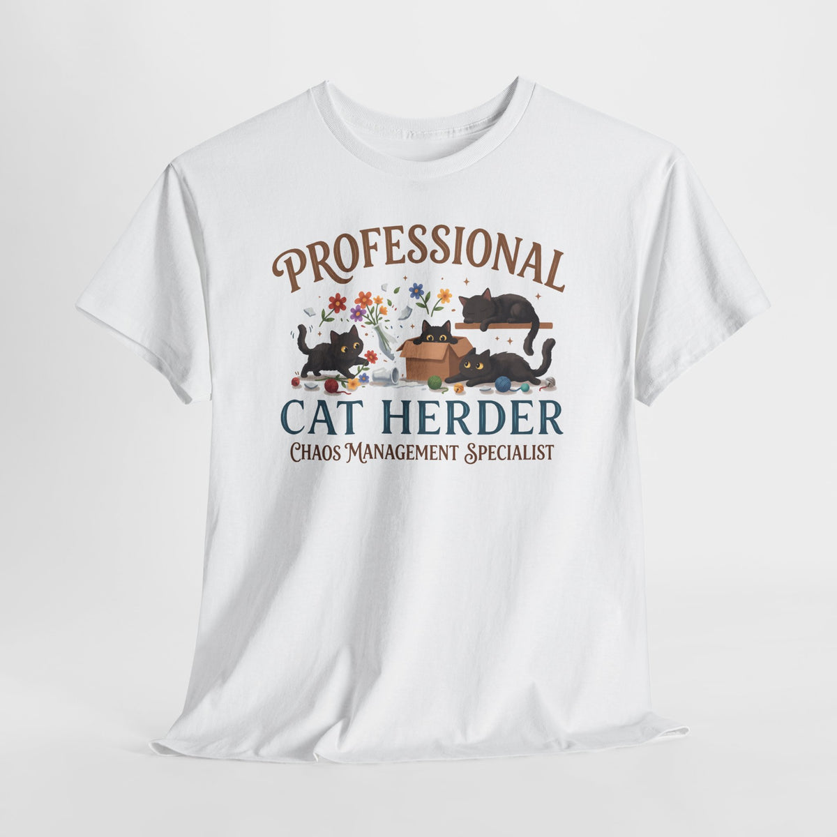 Professional Cat Herder T-Shirt — Funny Chaos Management Specialist Tee