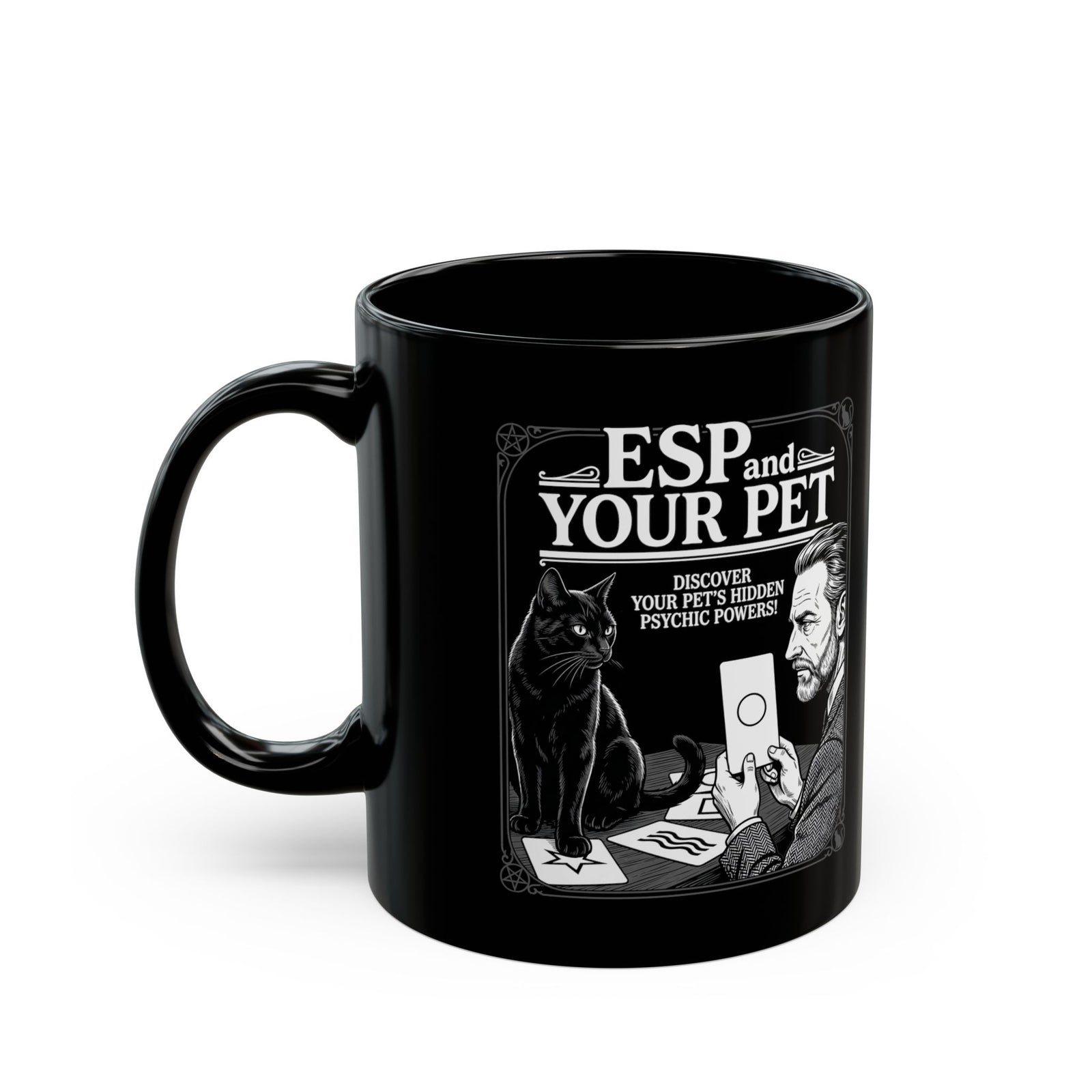 ESP & Your Pet Cat Black Mug — Psychic Cat Lover Mug