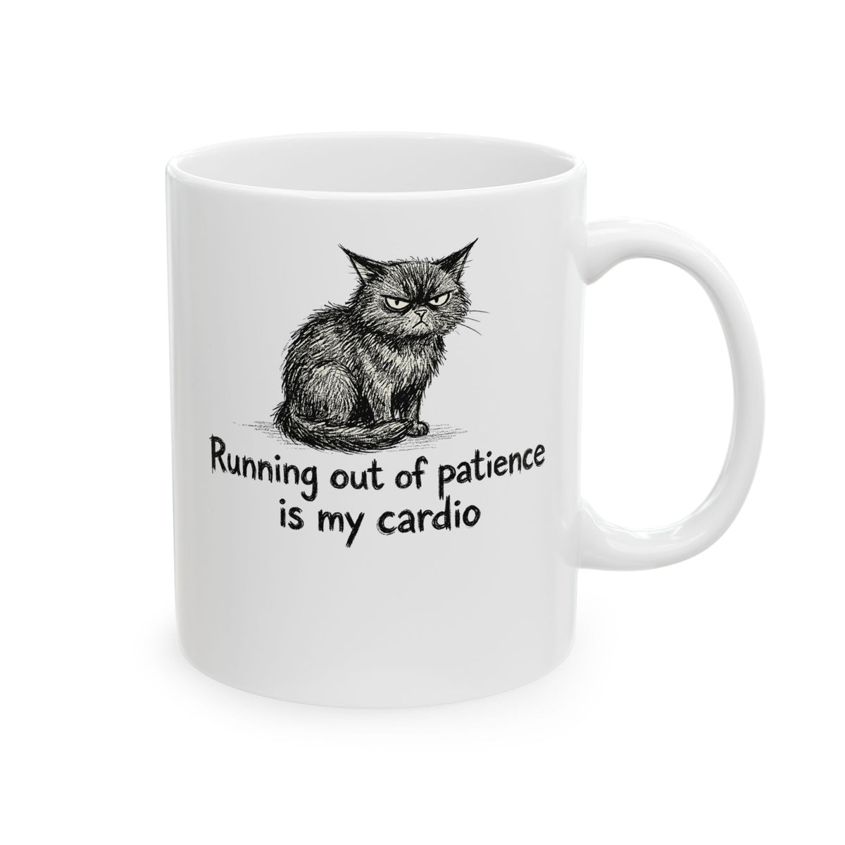 Running Out Of Patience Is My Cardio Cat Ceramic Mug