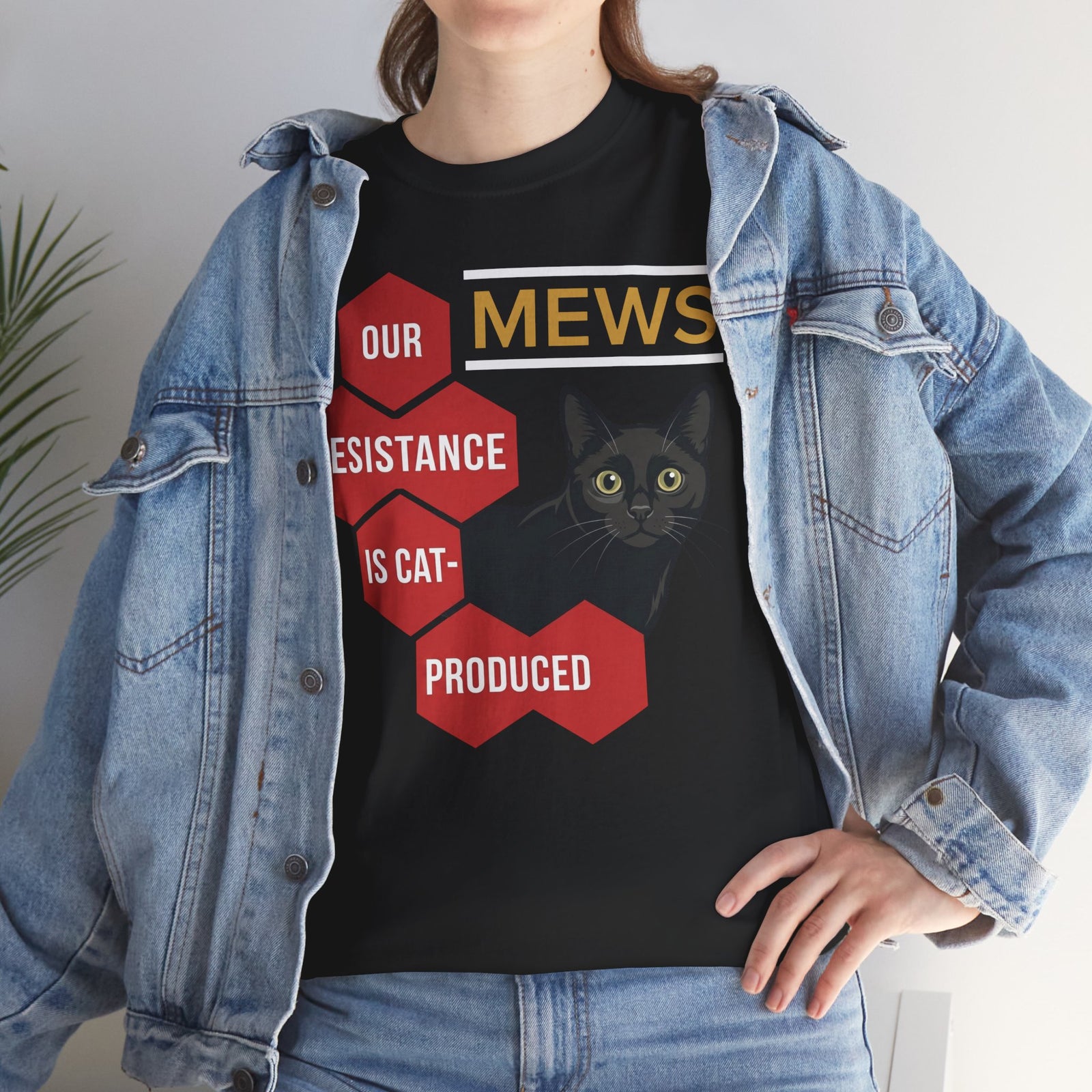 Mews Resistance Is Cat-Produced Tee — Funny Cat Protest Graphic T-Shirt