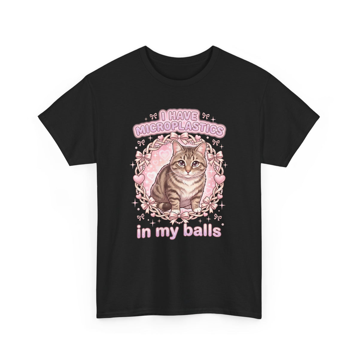 Funny Cat Tee "I Have Microplastics In My Balls" Meme Shirt