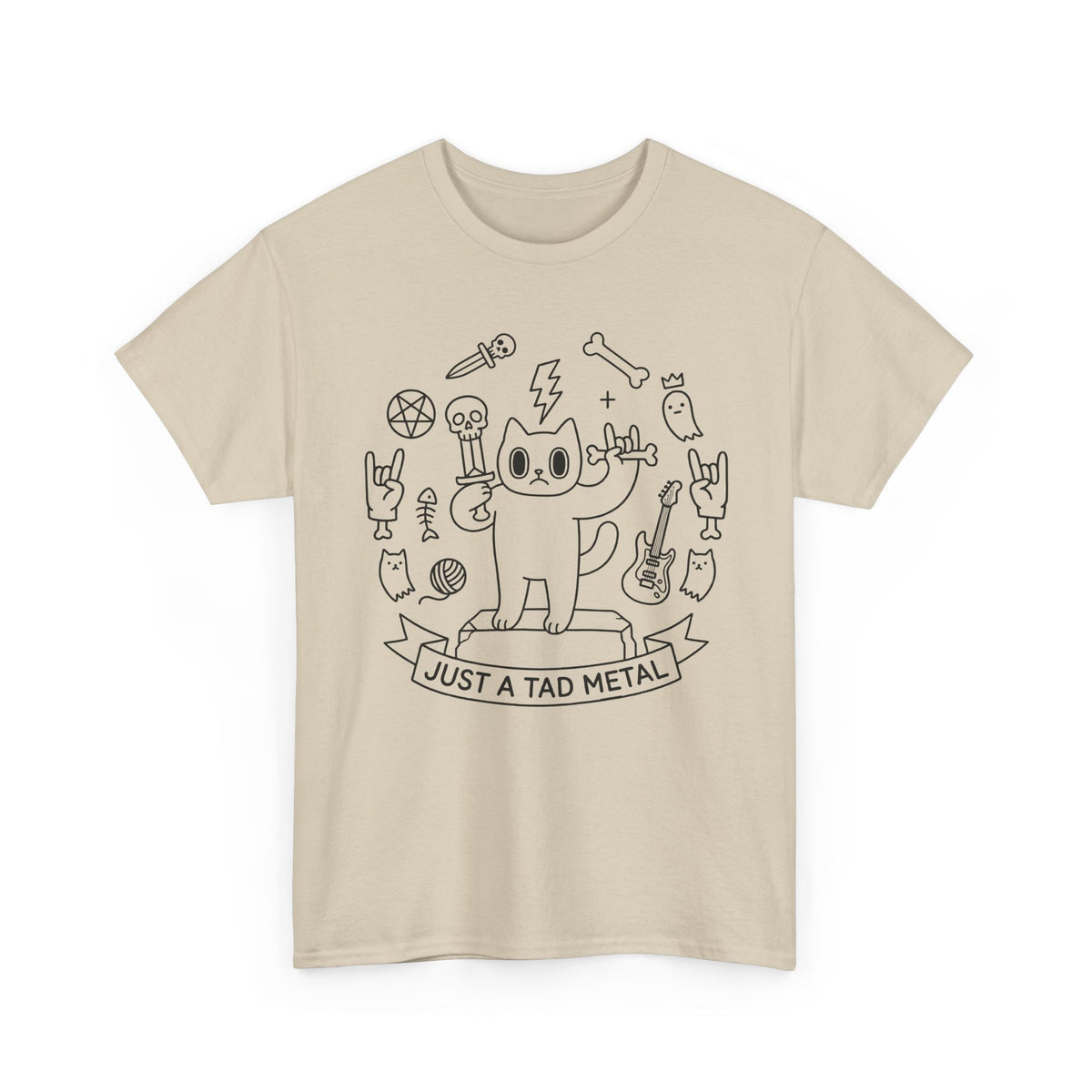 Just A Tad Metal Cat T-Shirt — Funny Heavy Metal Rocker Feline Tee