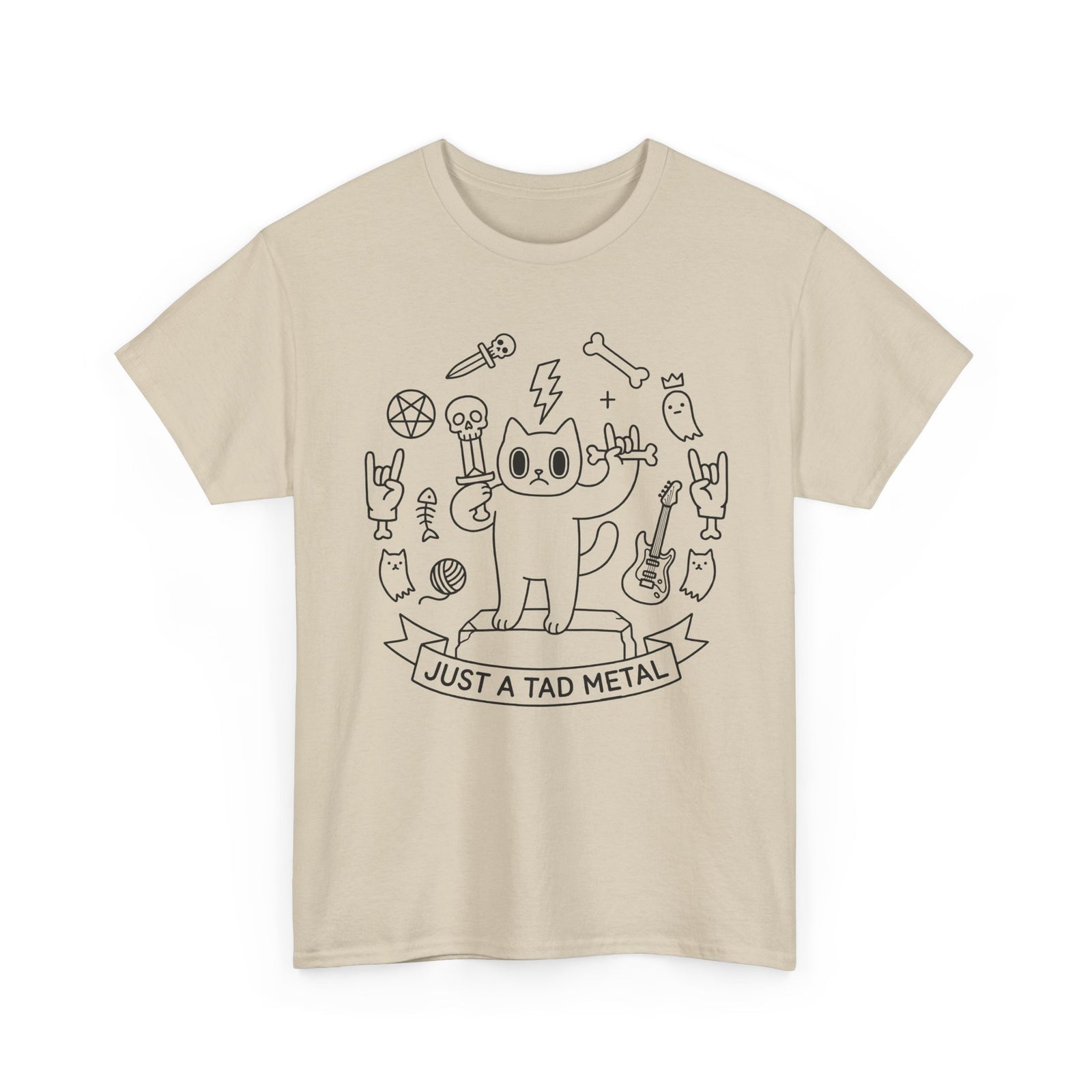 Just A Tad Metal Cat T-Shirt — Funny Heavy Metal Rocker Feline Tee