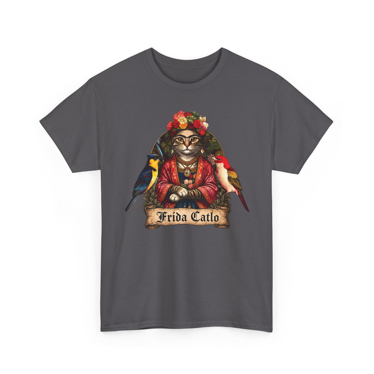 Frida Catlo T-Shirt — Frida Kahlo Cat Art History Parody Tee