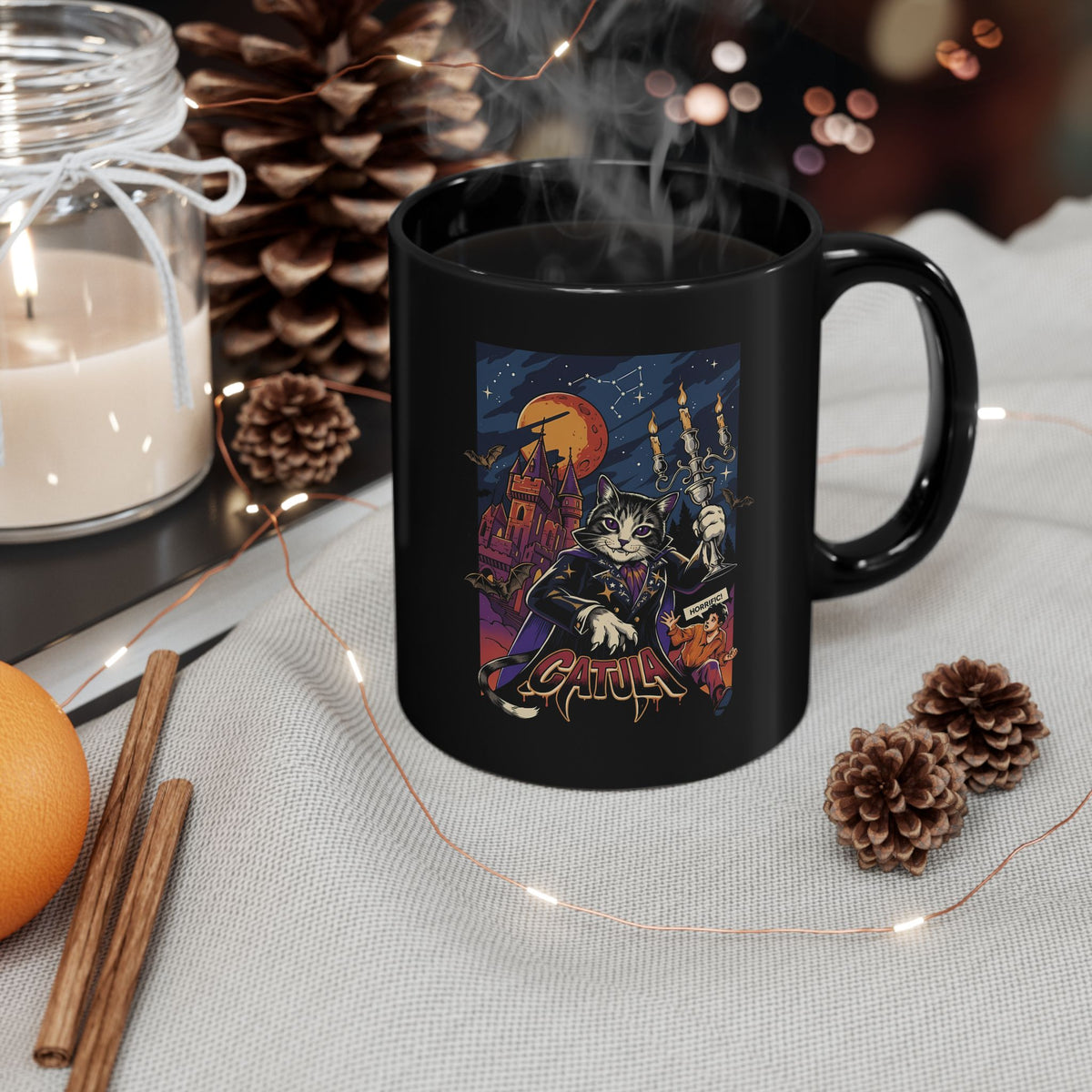 Catula Cat Dracula Black Mug