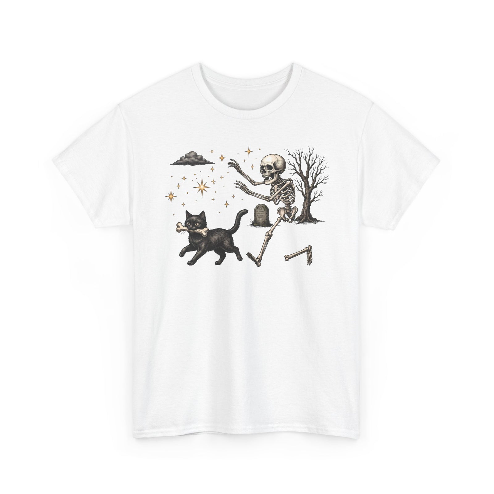 The Great Bone Robbery Black Cat Skeleton Shirt — Funny Spooky Halloween T-Shirt