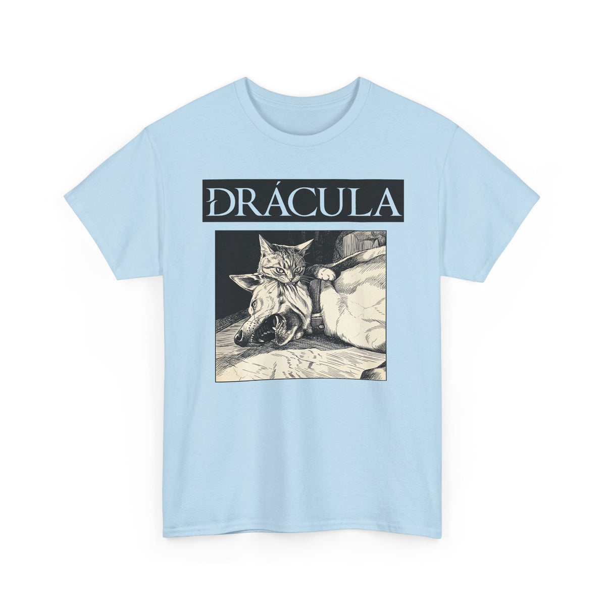 Dracula Cat Graphic Tee — Gothic Vintage Vampire Artwork T-Shirt