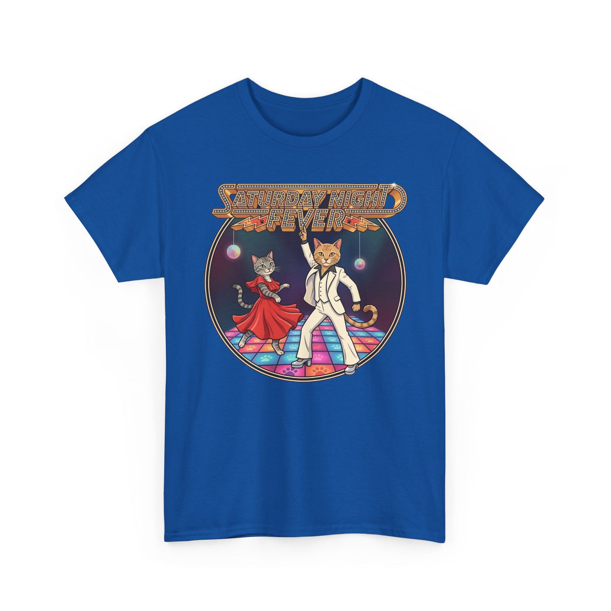 Disco Cats Dancing Tee — 'Saturday Night' Retro Funk Graphic T-Shirt