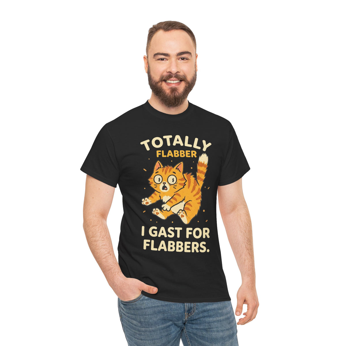 Totally Flabbergasted Cat T-Shirt — "Totally Flabber, I Gast For Flabbers" Cute Vintage Orange Kitty Tee