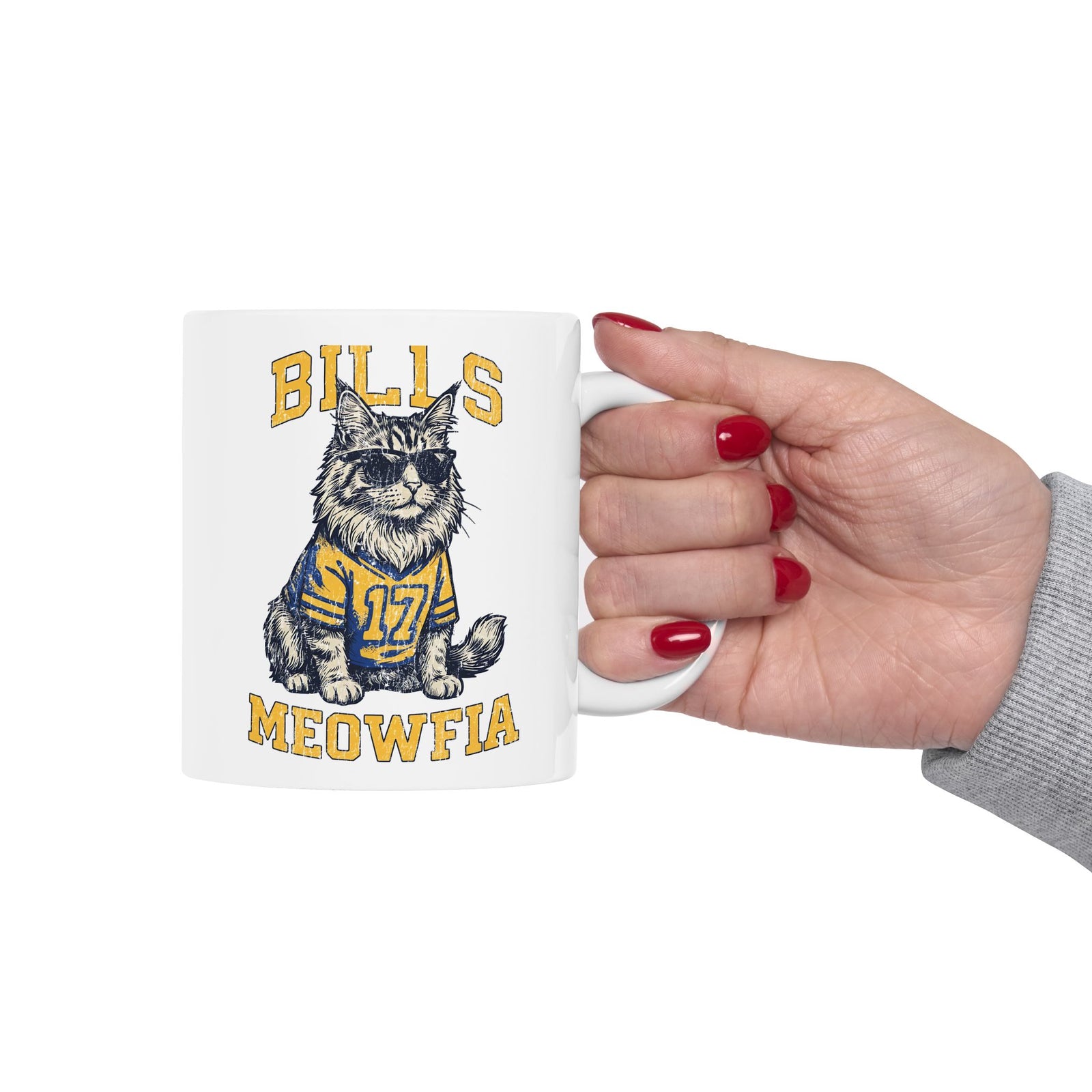 Bills Meowfia Ceramic Mug — Funny Cat Mafia Graphic Mug