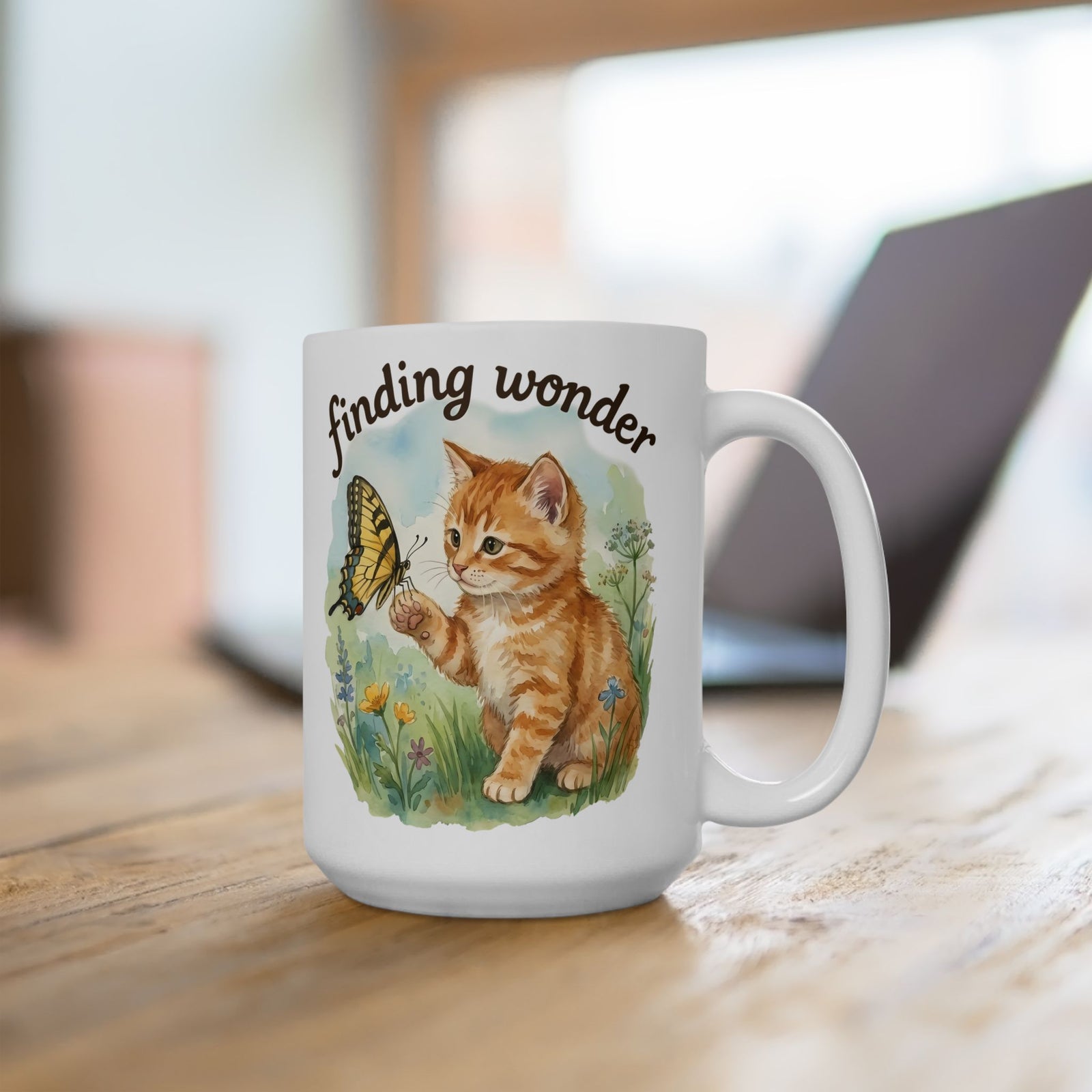 Finding Wonder Cat Ceramic Mug