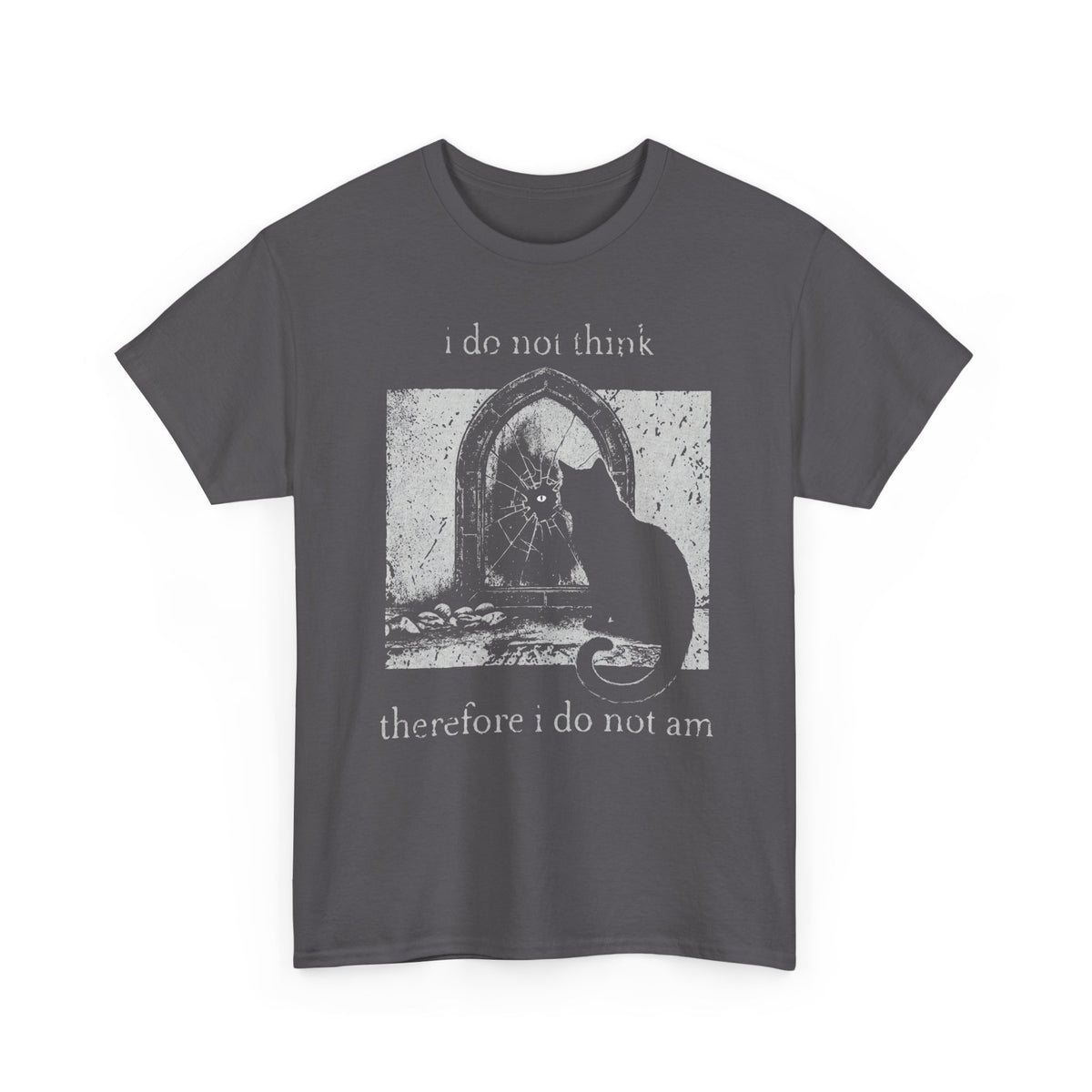 Vintage Black Cat T-Shirt — "I Do Not Think Therefore I Do Not Am"