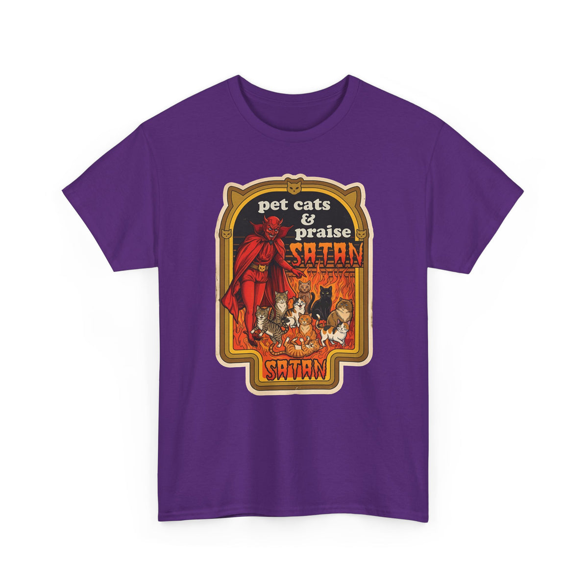 Pet Cats and Praise Satan T-Shirt — Gothic Cat Lover Tee