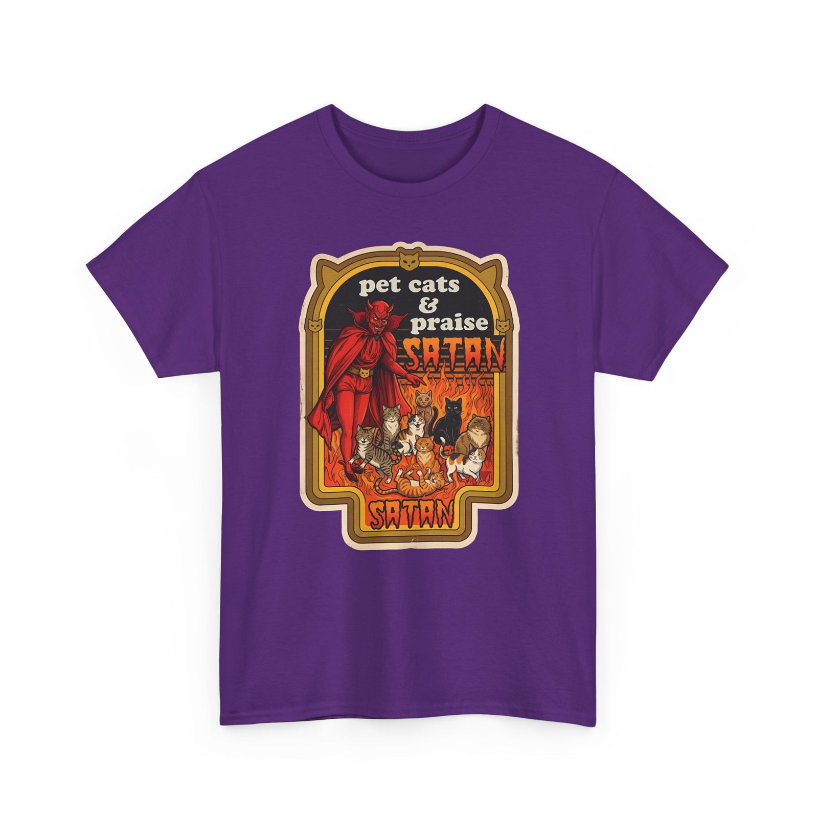 Pet Cats and Praise Satan T-Shirt — Gothic Cat Lover Tee