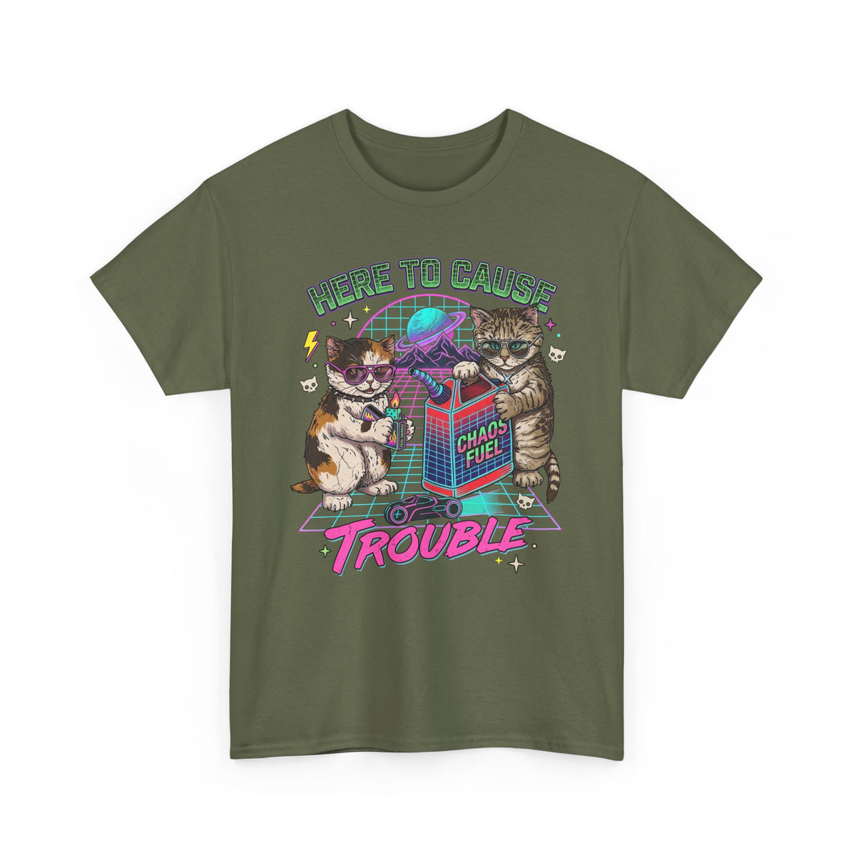 Here to Cause Trouble Naughty Cats T-Shirt