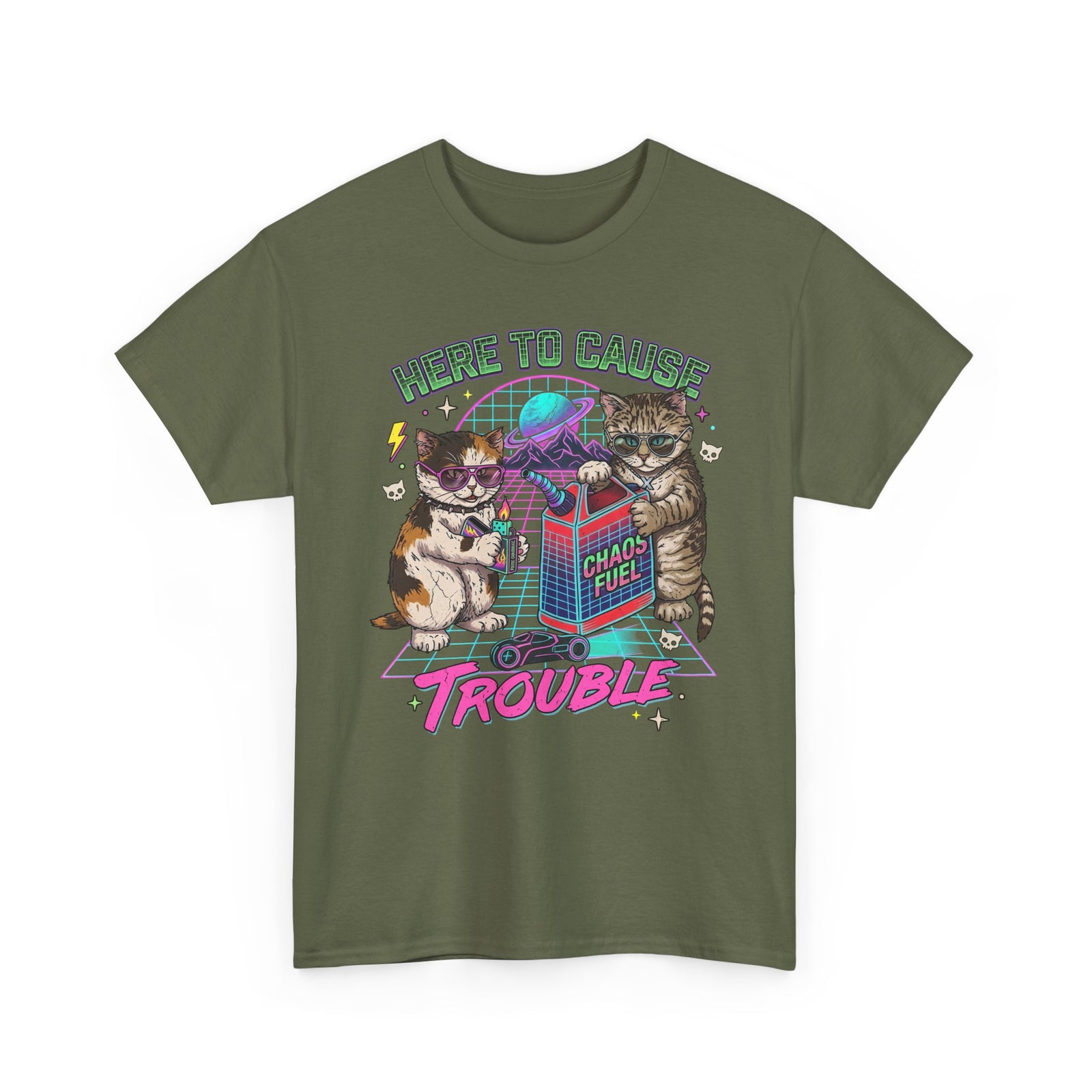 Here to Cause Trouble Naughty Cats T-Shirt