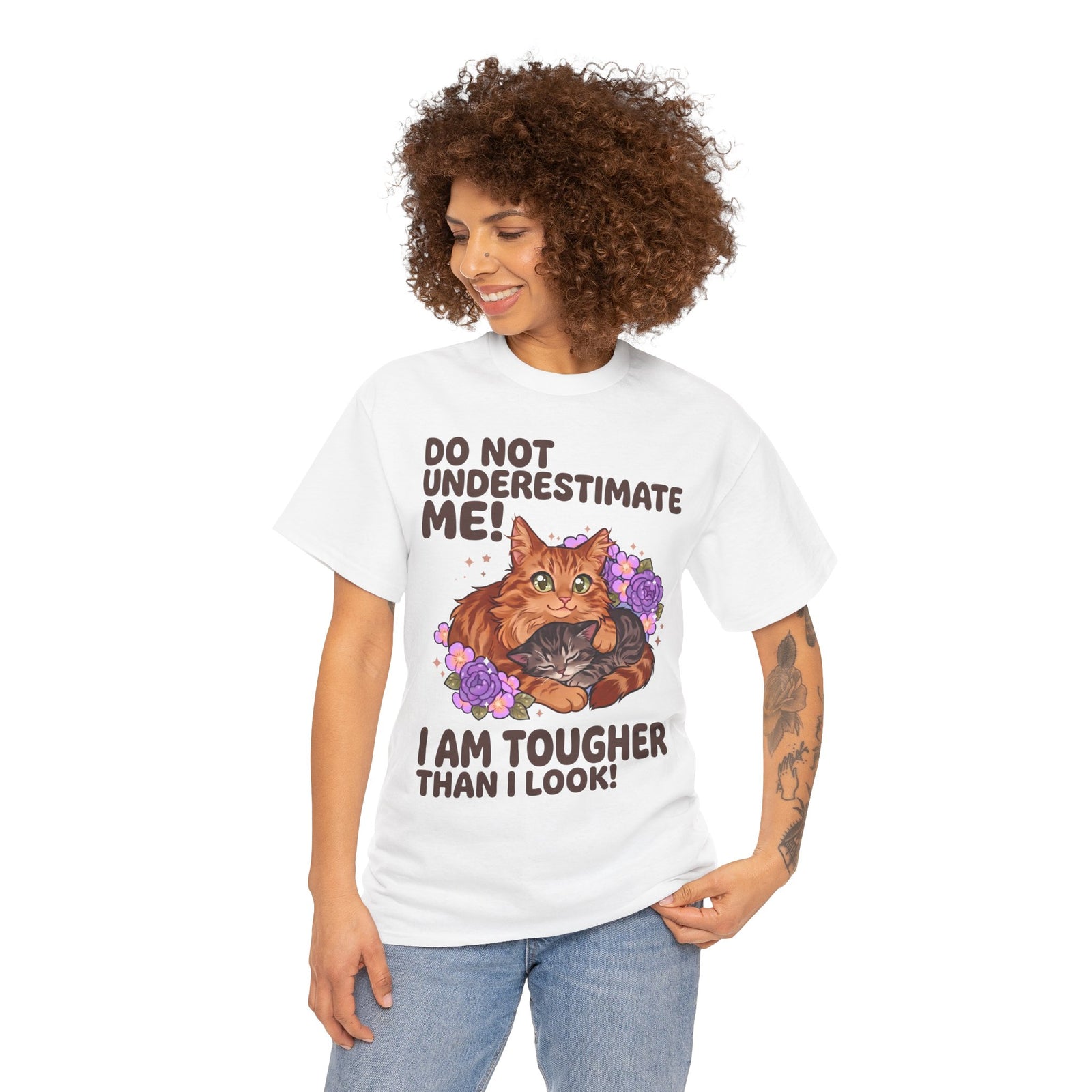 Do Not Underestimate Me I Am Tougher Than I Look T-Shirt — Cute Fluffy Orange Cat Tee