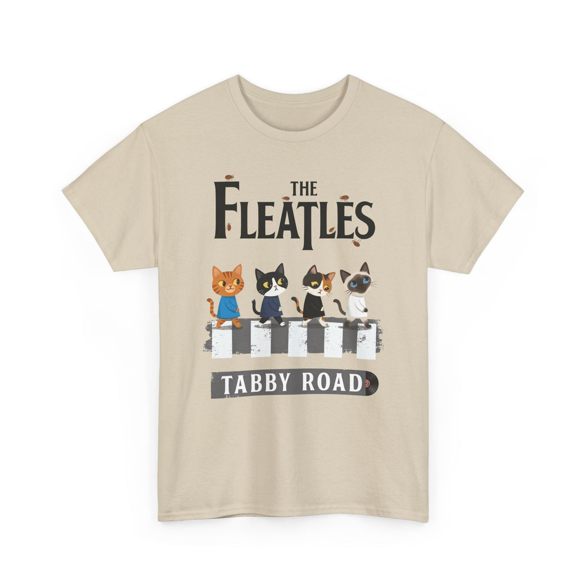 Fleatles Parody Cat T-Shirt — Retro Beatles-Inspired Cat Band Tee