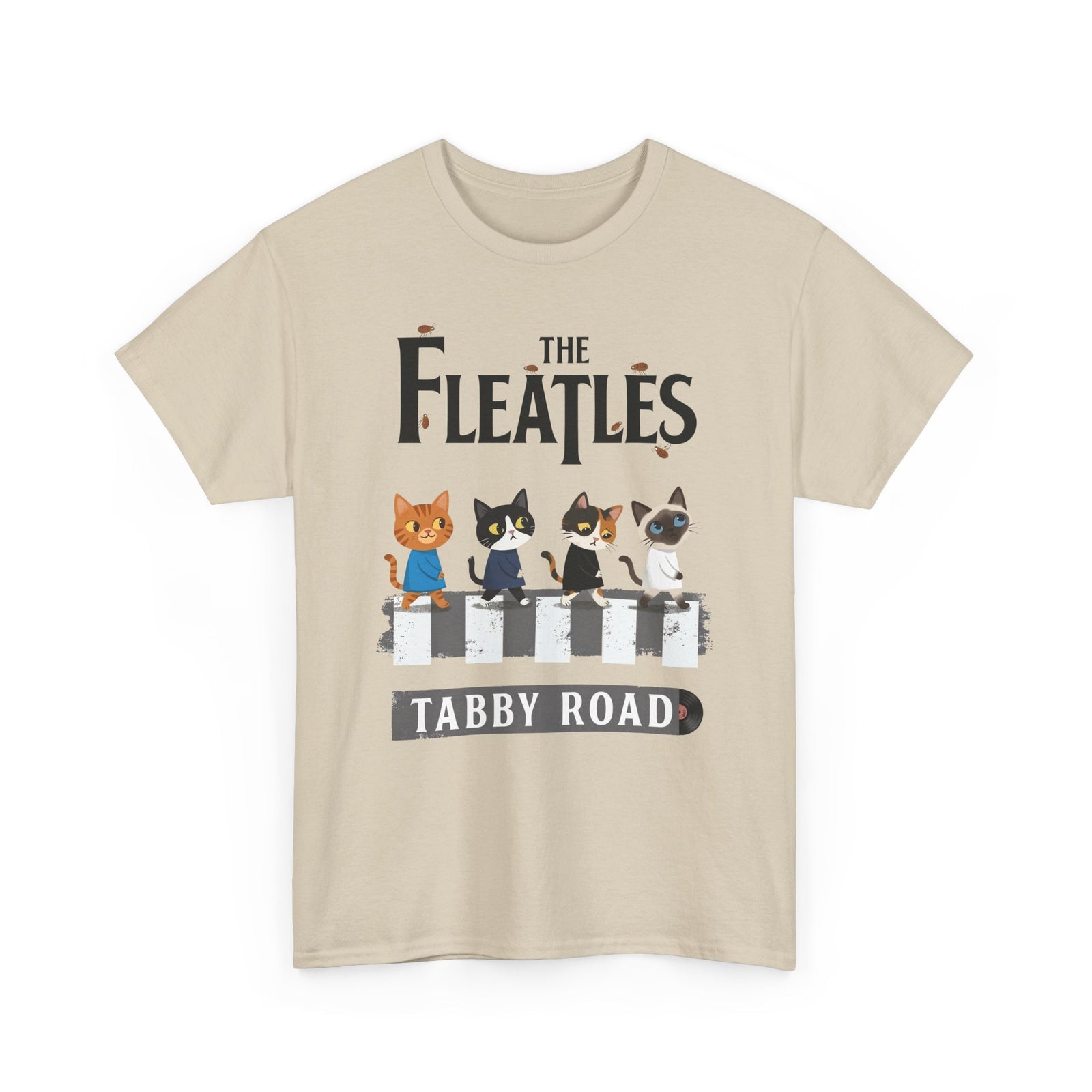 Fleatles Parody Cat T-Shirt — Retro Beatles-Inspired Cat Band Tee