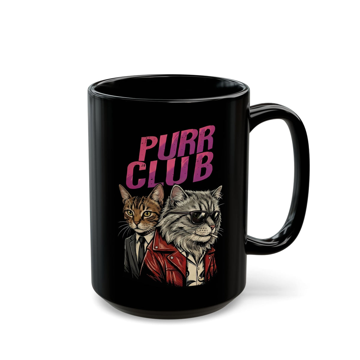 Purr Club Cat Black Mug