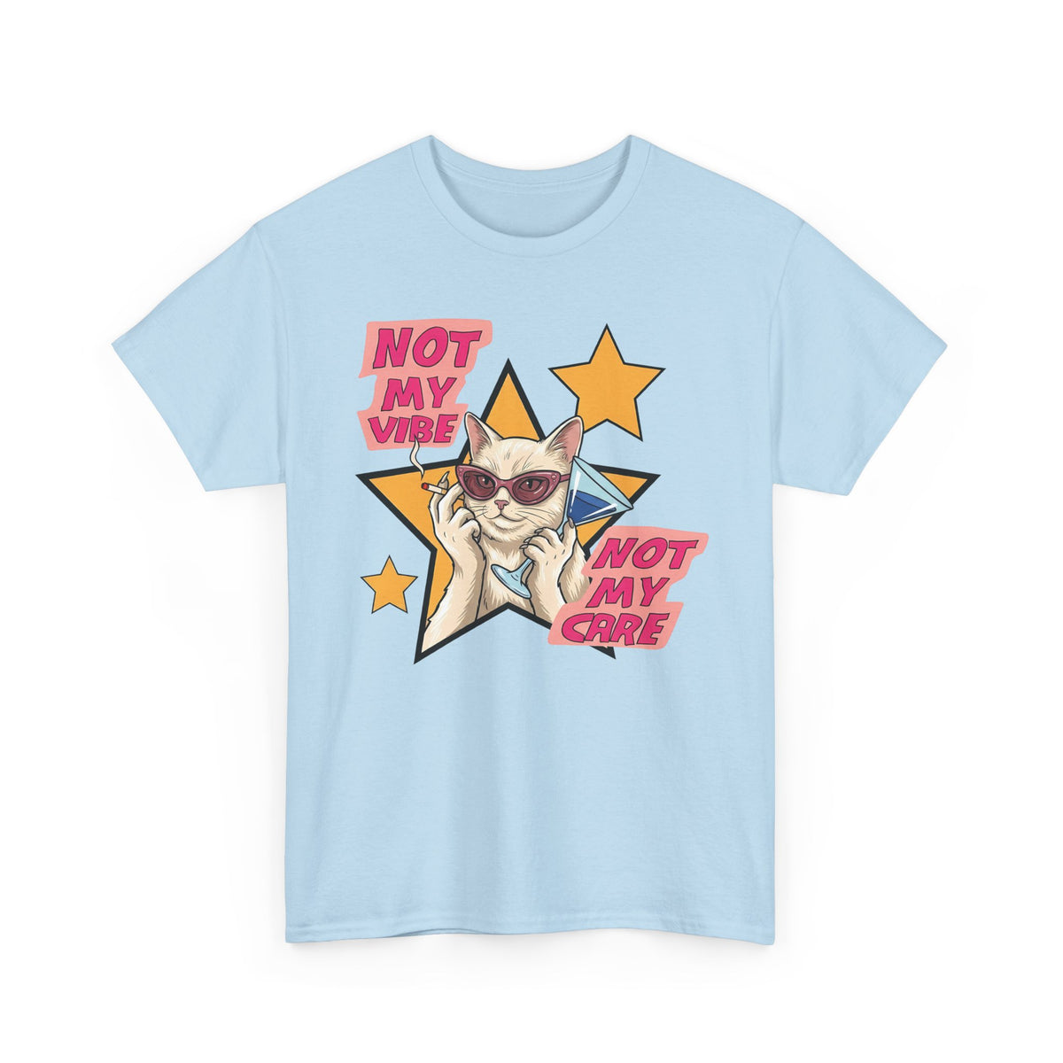 Not My Care Retro Cat T-Shirt — Unbothered Pop Art Feline Tee