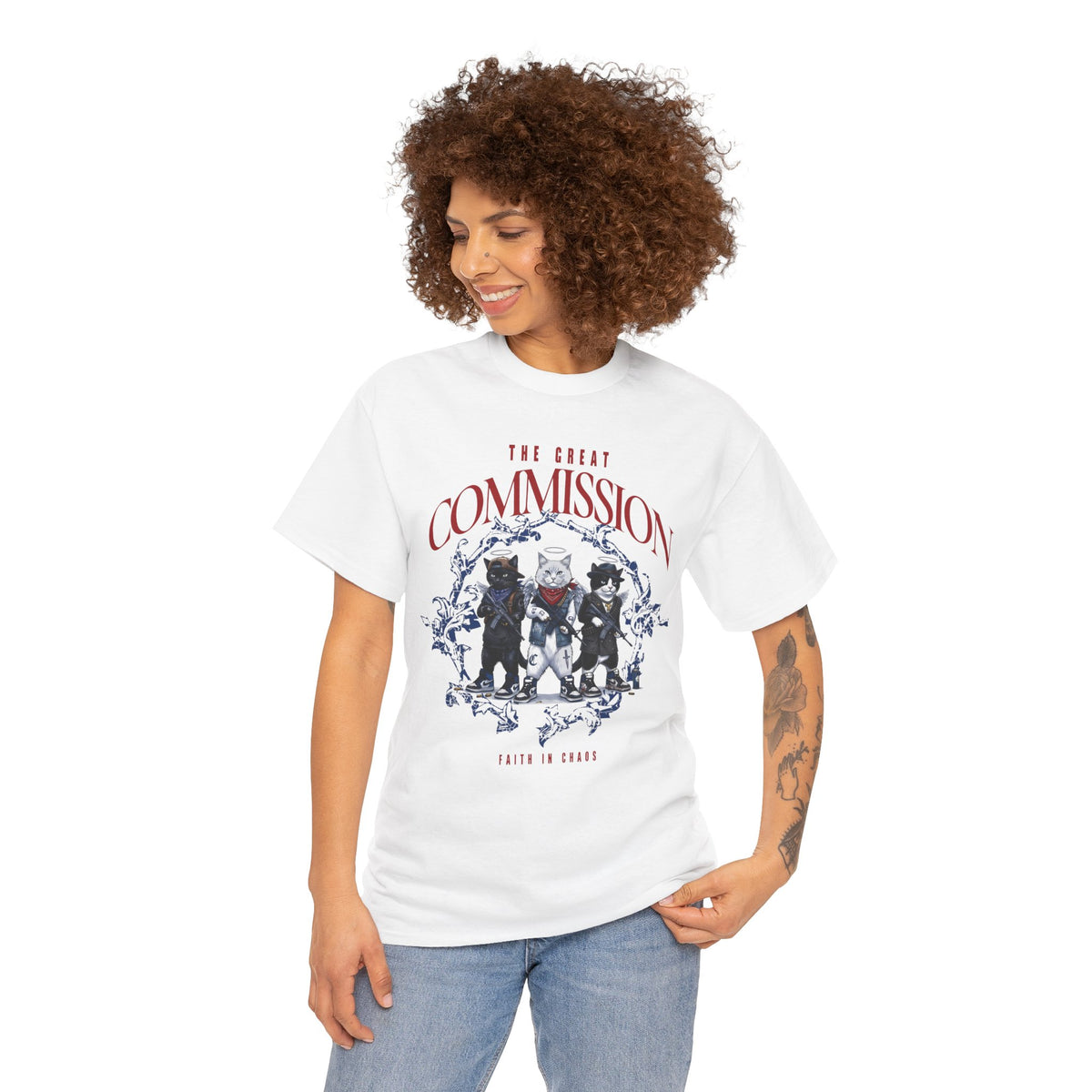 The Great Commission Faith In Chaos T-Shirt — Edgy Streetwear Angel Cats Tee
