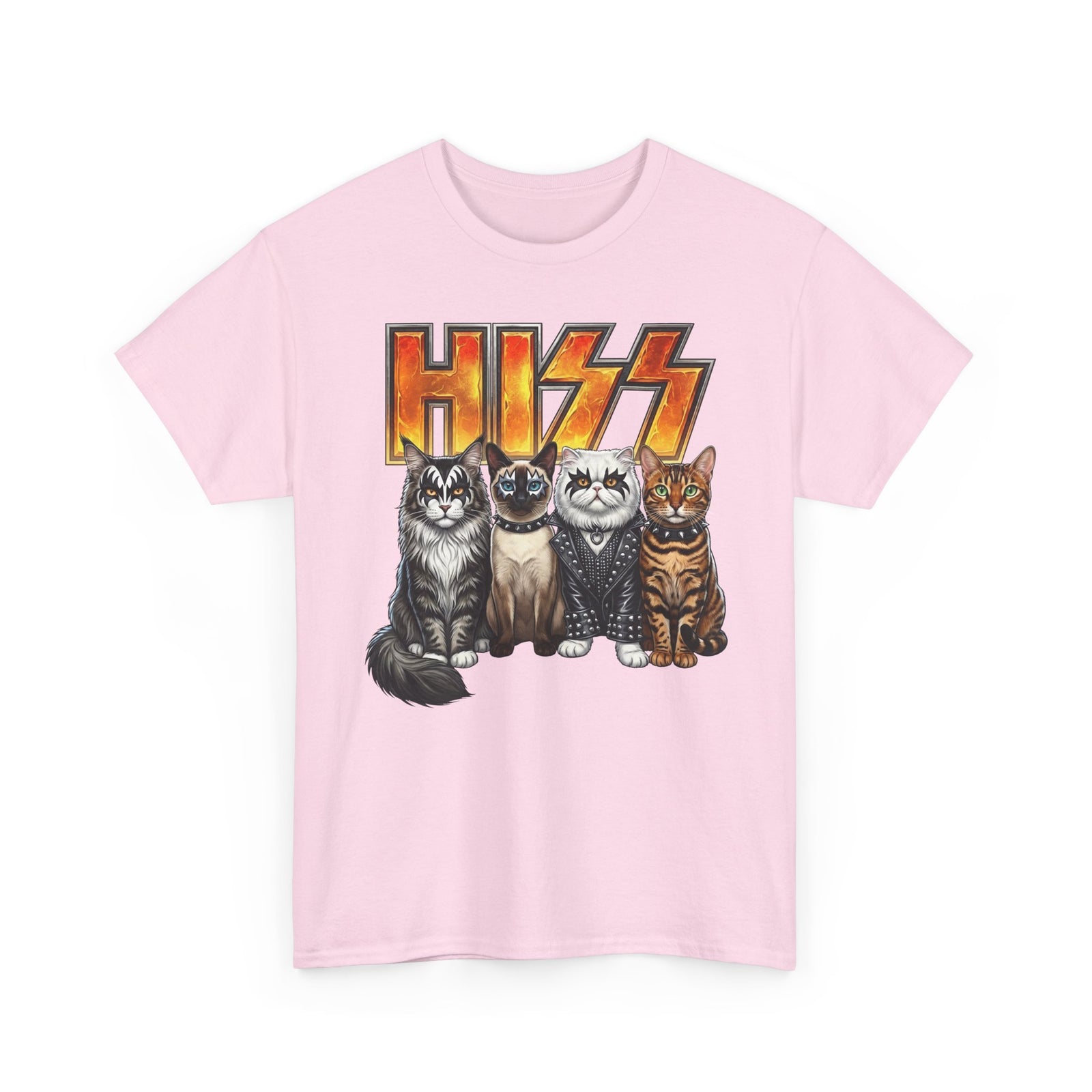 Heavy Metal Cat Hiss T-Shirt — Retro Rock Cat Graphic Tee