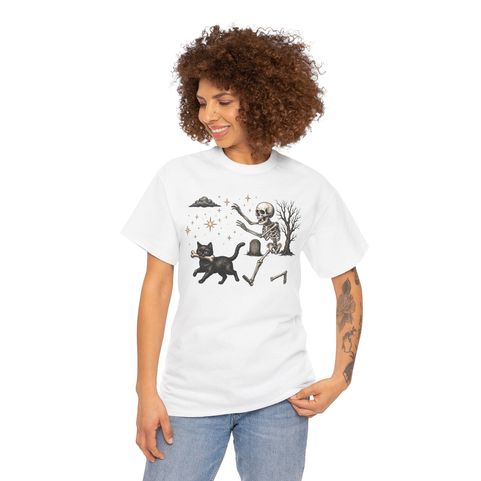 The Great Bone Robbery Black Cat Skeleton Shirt — Funny Spooky Halloween T-Shirt