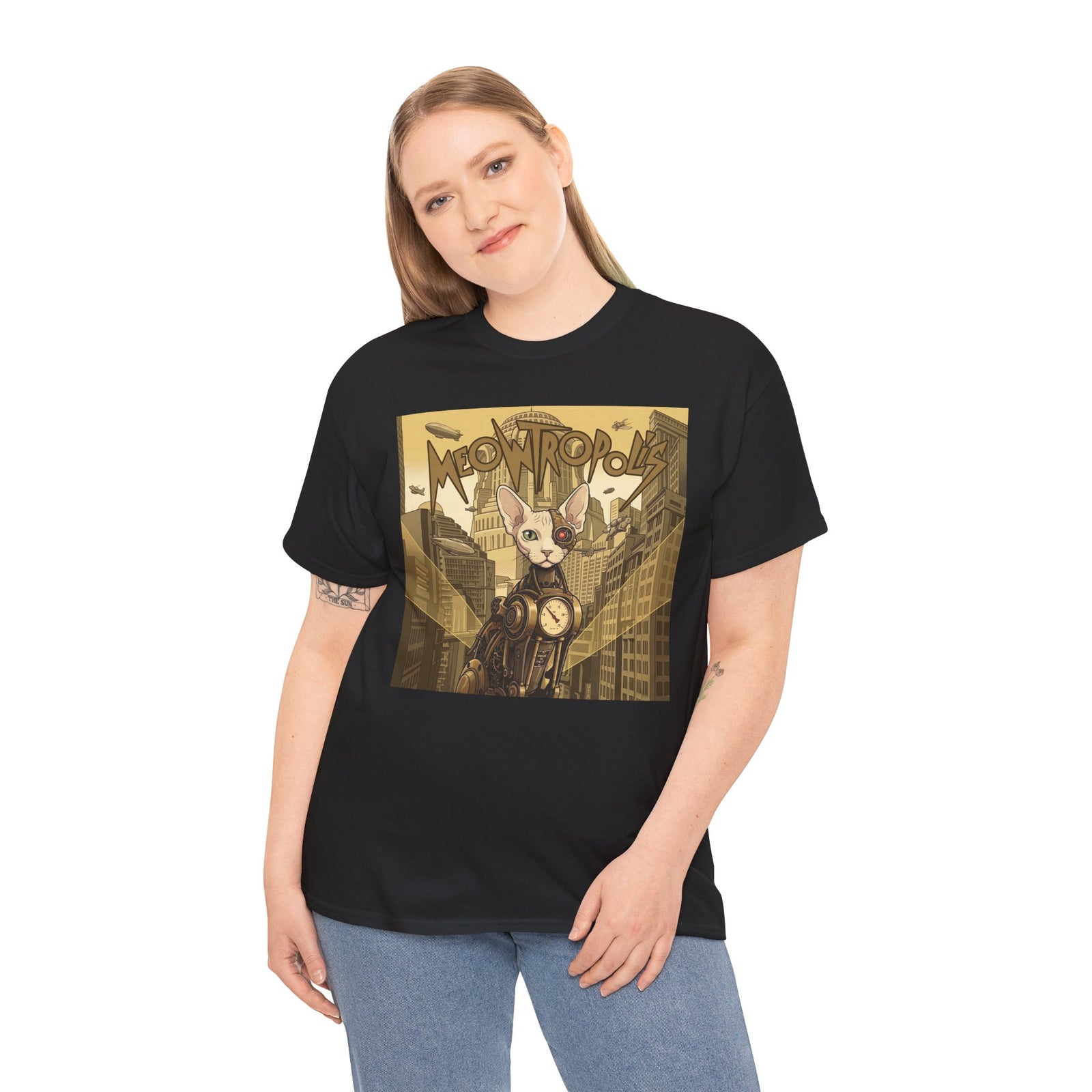 Meowtropolis Sci‑Fi Cat T-Shirt — Futuristic Cat Graphic Tee