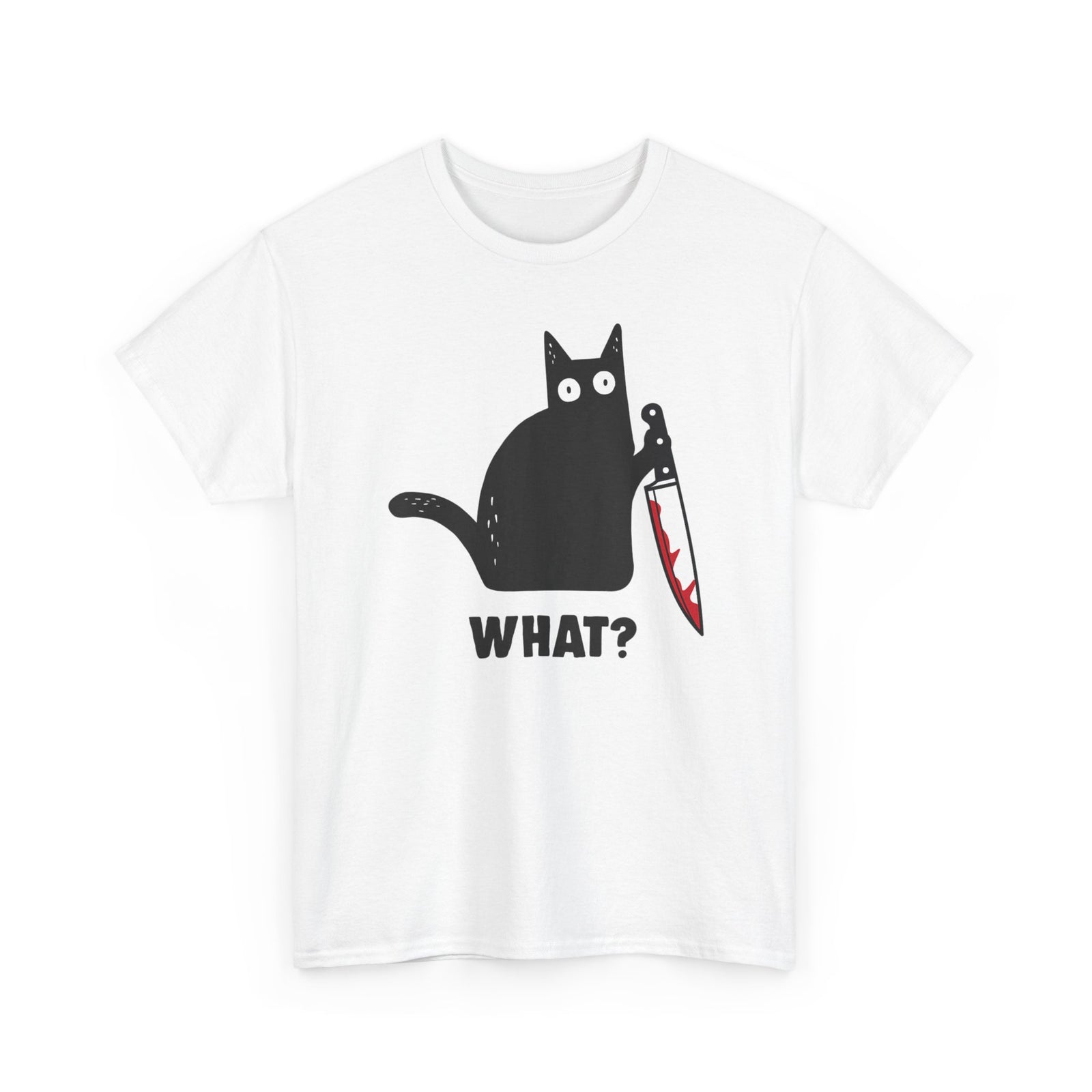 "WHAT?" Cat Funny Horror T‑Shirt