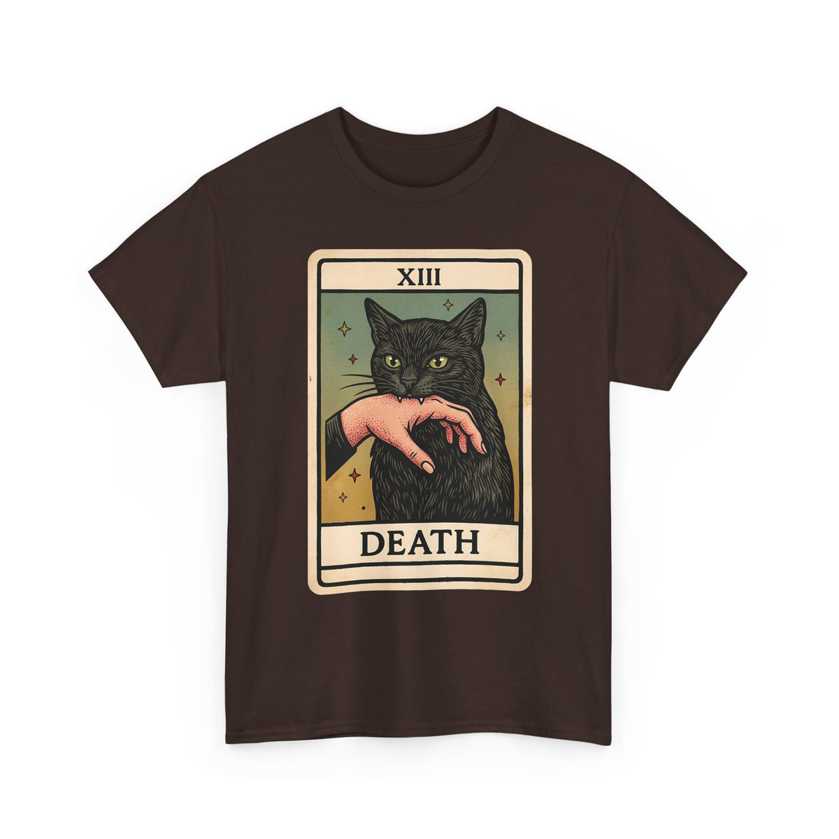 "Death" Tarot Card Black Cat Biting Hand Funny T-Shirt