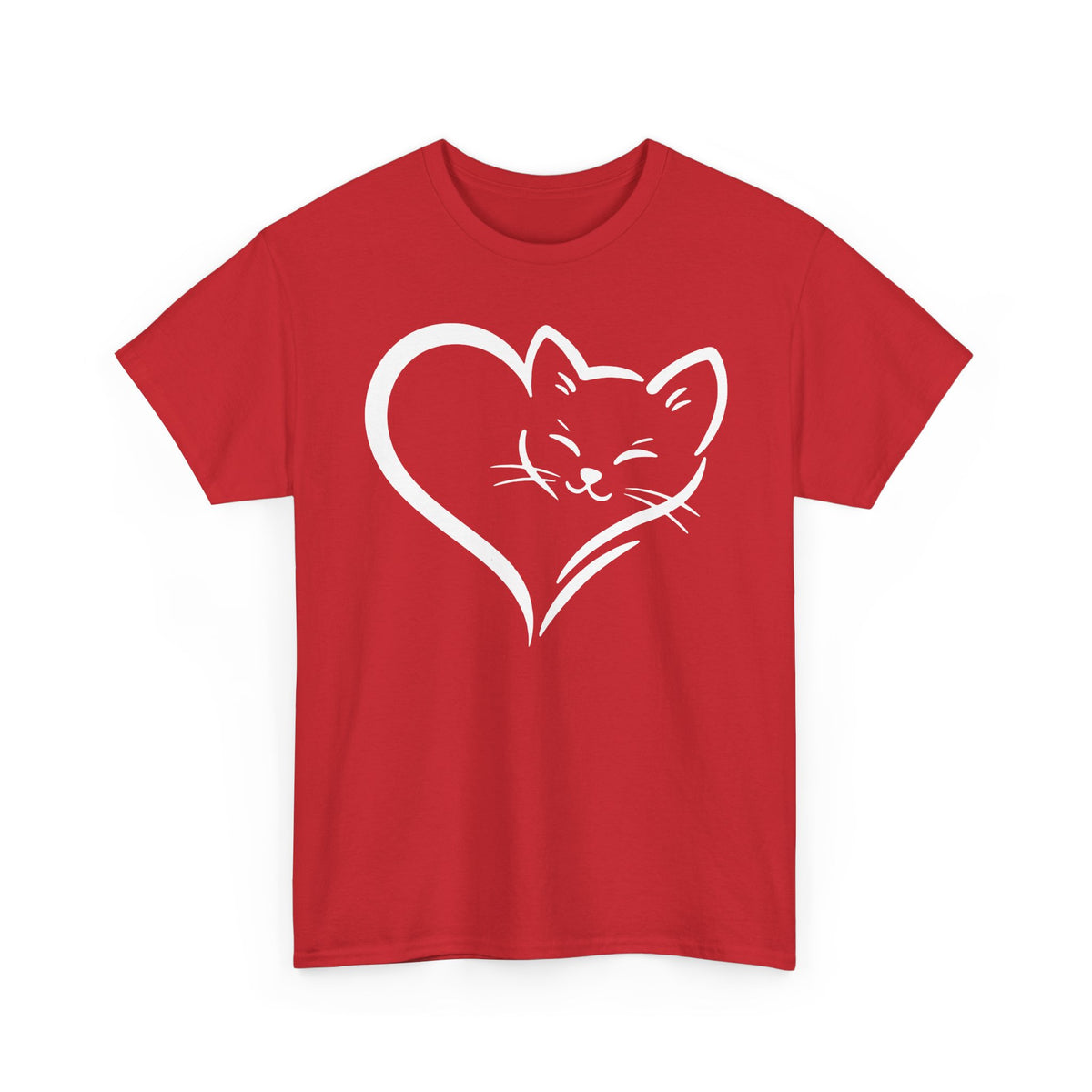 Cute Cat Heart T-Shirt - Cat Lover Gift - Adorable Cat Silhouette Tee