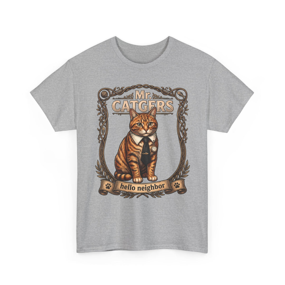 Mr. Catgers Hello Neighbor Tabby Cat Shirt — Funny Pop Culture T-Shirt