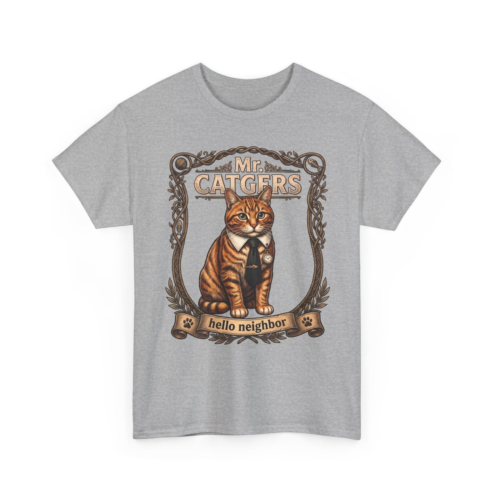 Mr. Catgers Hello Neighbor Tabby Cat Shirt — Funny Pop Culture T-Shirt
