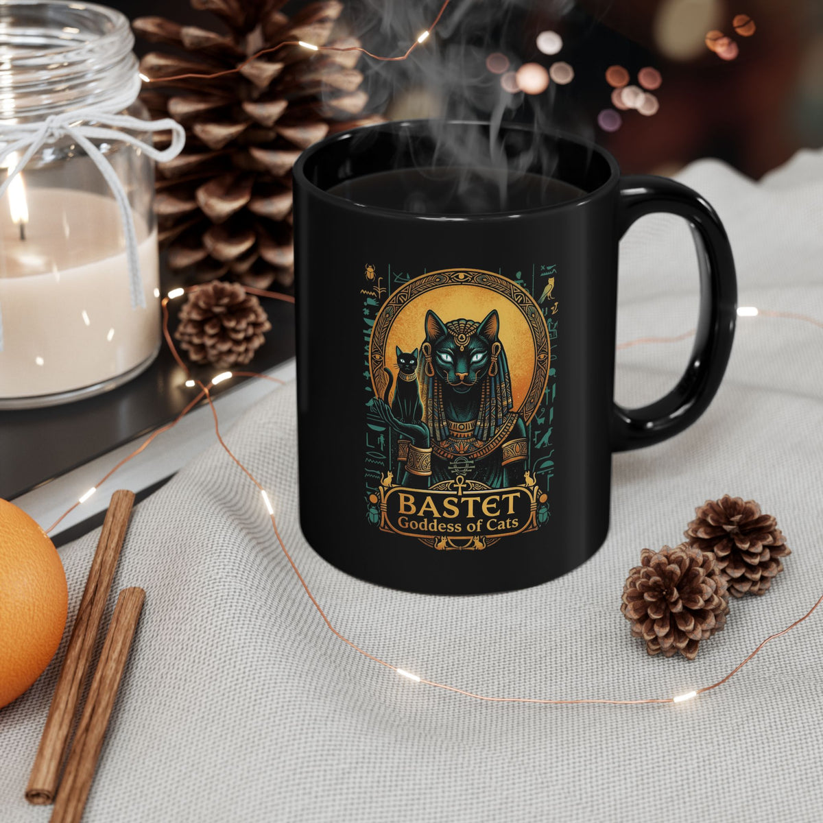 Bastet Goddess of Cats Black Mug