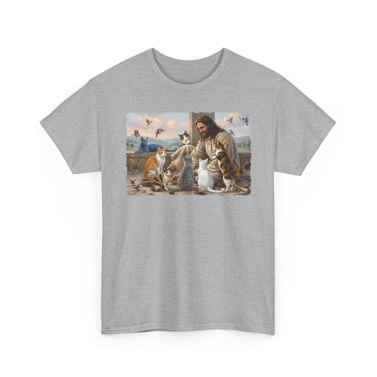 Jesus Surrounded by Cats T-Shirt — Religious Cat Lover Tee