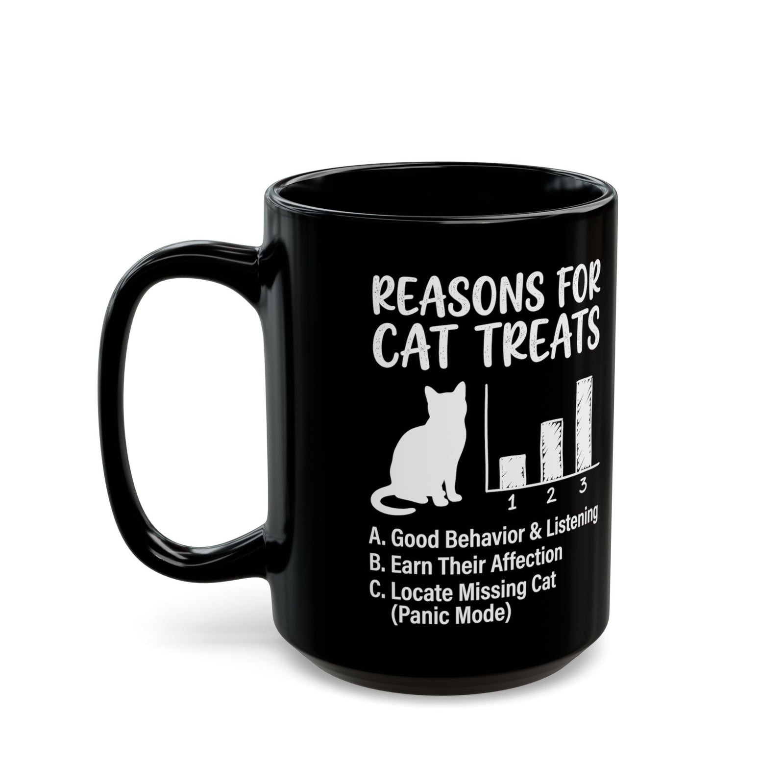 Reasons For Cat Treats Black Mug — Cute Cat Lover Mug