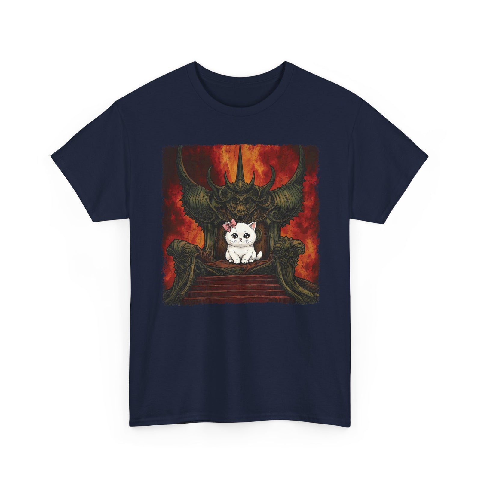 Evil Kitty Throne Kitten T-Shirt — Cute Cat Dark Fantasy Graphic