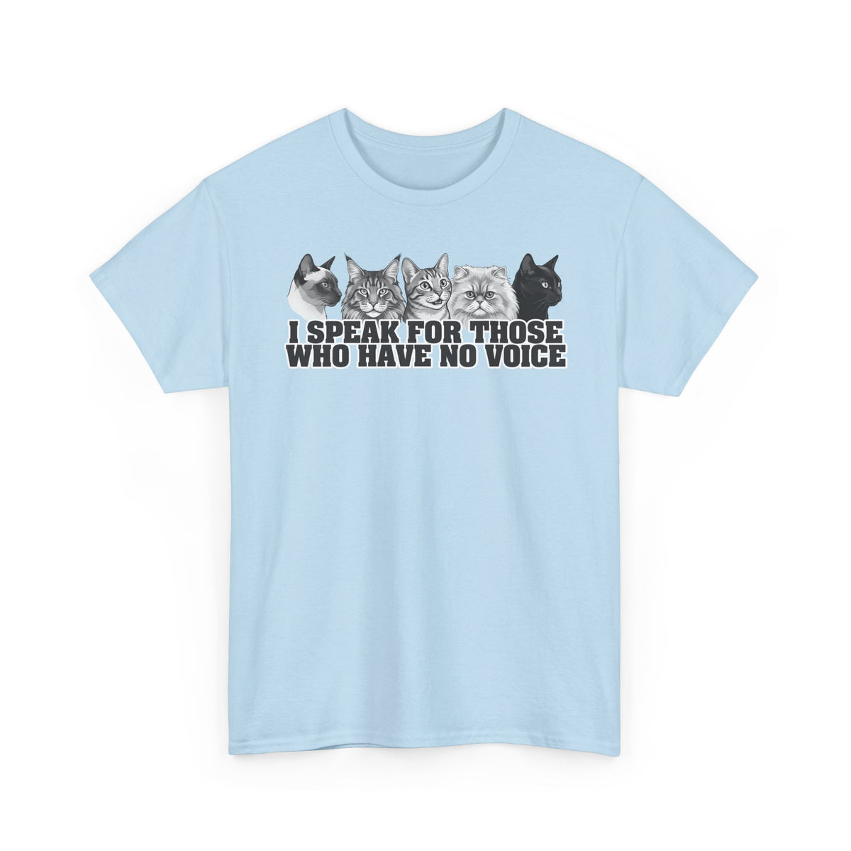 Cat Lover T-Shirt — "I Speak for Those Who Have No Voice" Animal Rescue Tee