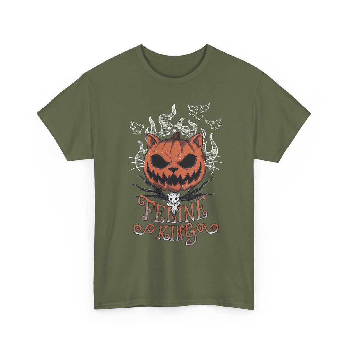 Feline King Halloween Cat Graphic — Spooky Pumpkin King Parody Art
