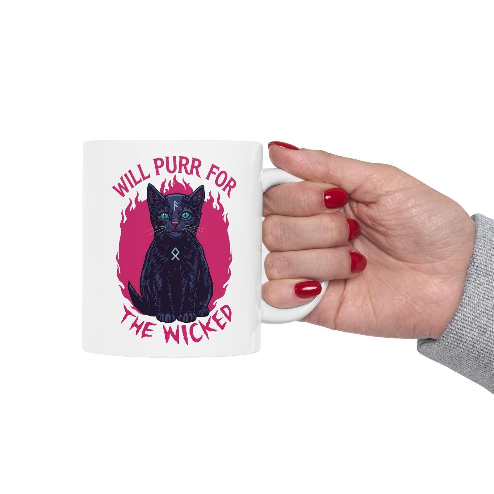 Will Purr For the Wicked Black Cat Ceramic Mug