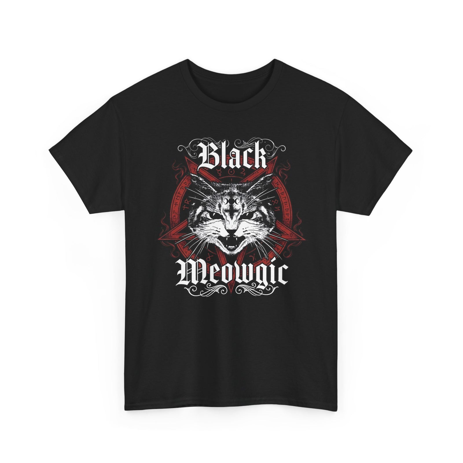 Black Meowgic T-Shirt — Cute Cat Magic Graphic Tee