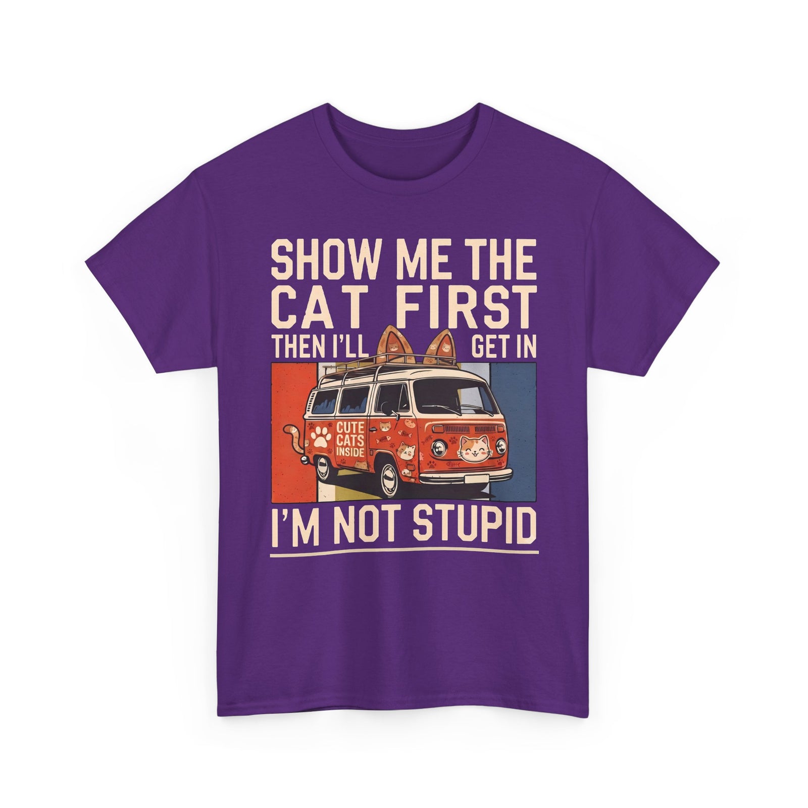 Show Me The Cat First T-Shirt — Funny Retro Camper Van Stranger Danger Tee