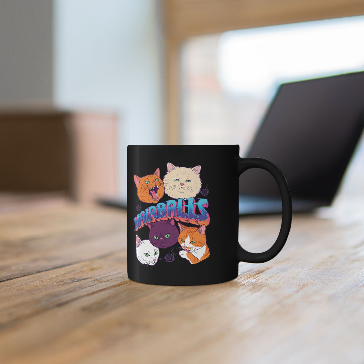 Cats Hairballs Black Mug — Funny Cat Lover Mug