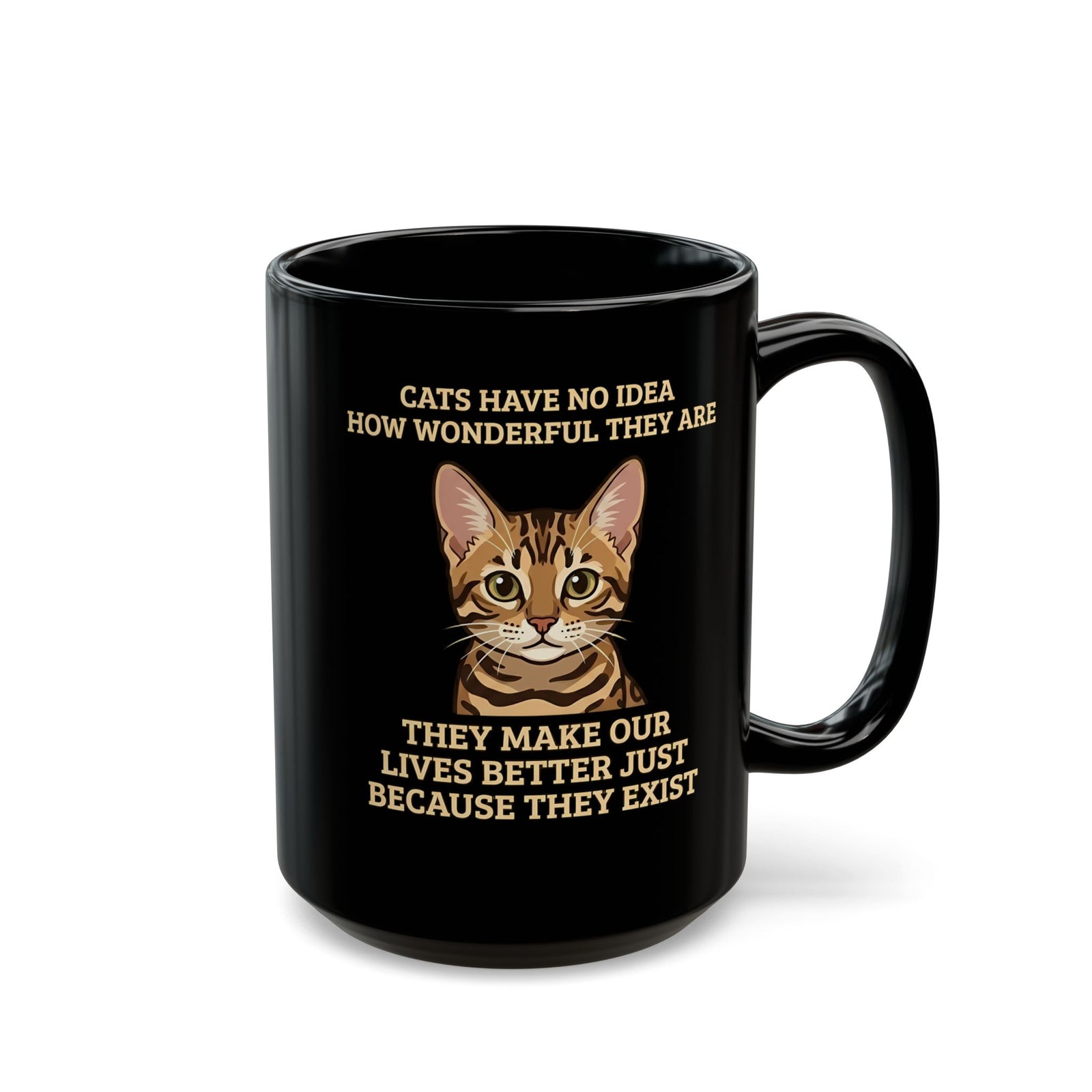 Whimsical "Cats Have No Idea How Wonderful They Are" Cat Black Mug