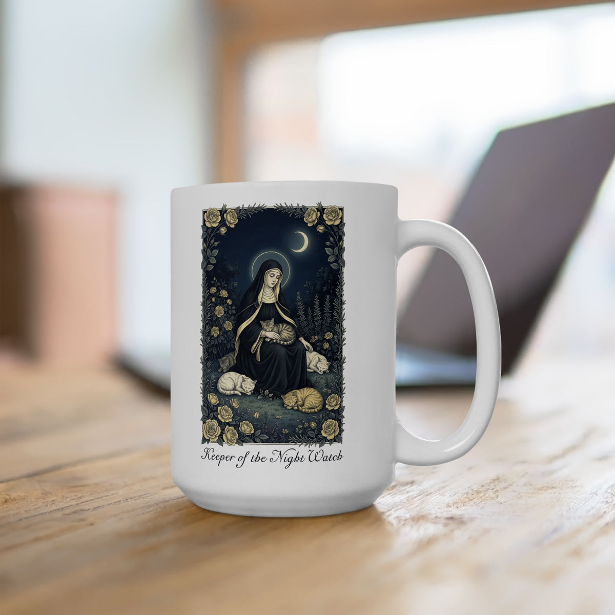 Keeper of the Night Watch Gertrude of Nivelles Cats Ceramic Mug