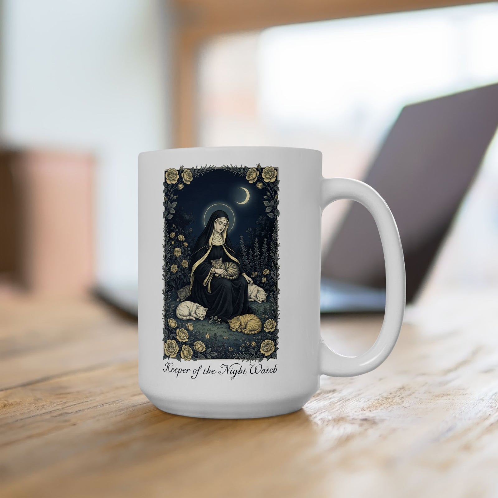 Keeper of the Night Watch Gertrude of Nivelles Cats Ceramic Mug