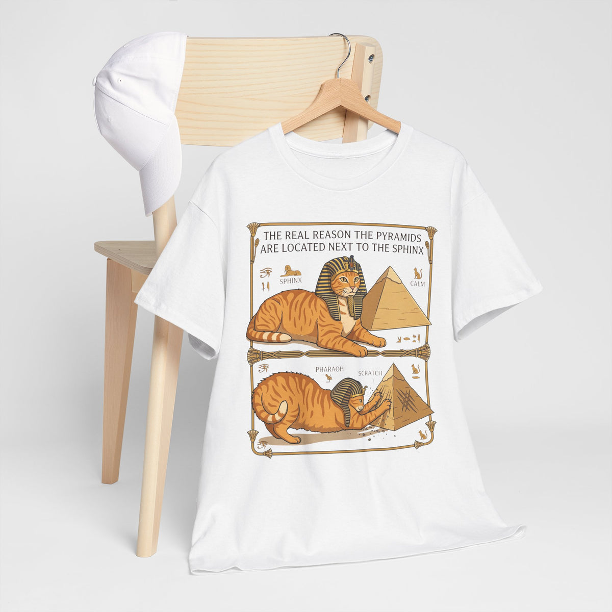 Funny Cat Pyramids Sphinx T-Shirt Ancient Egypt Scratching Design