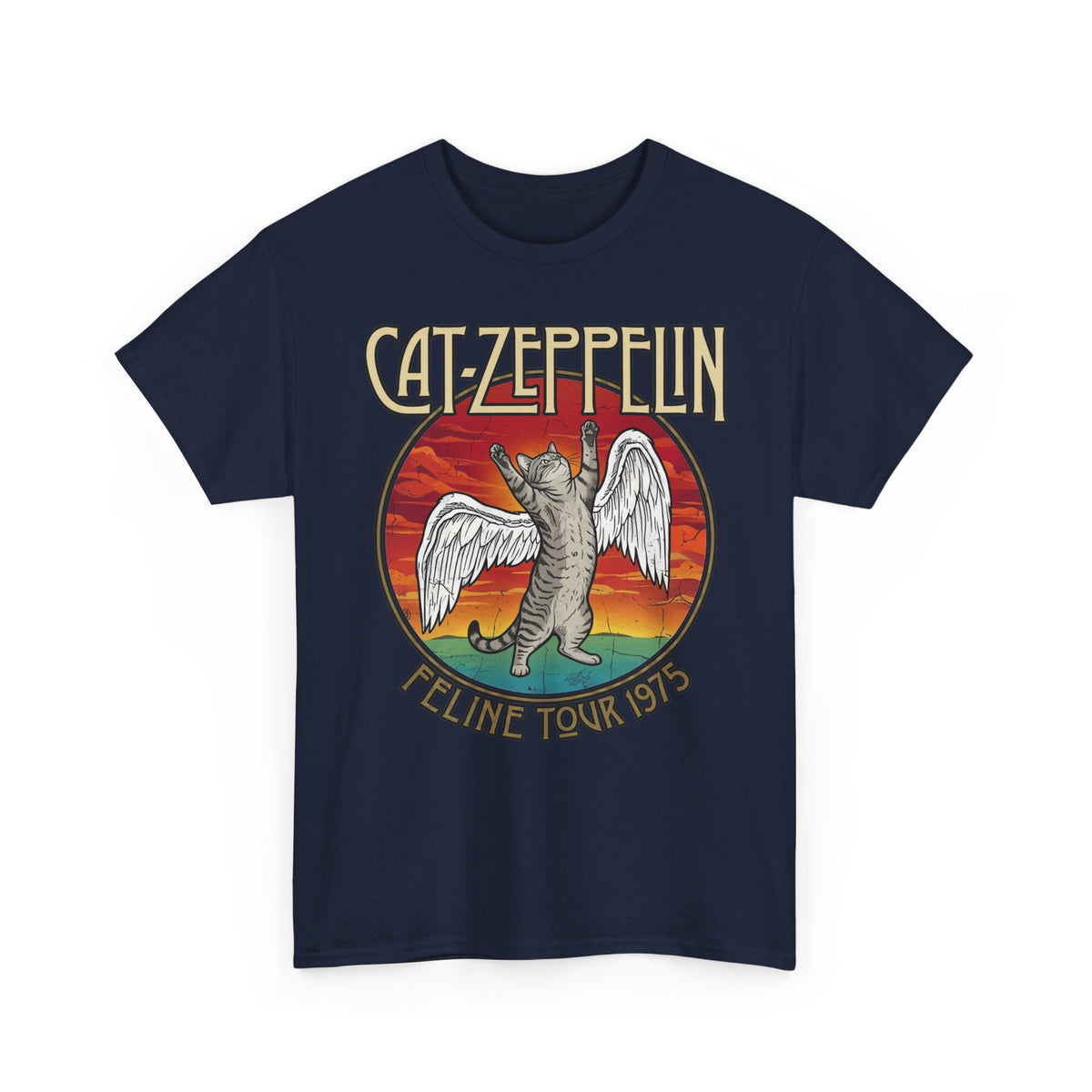 Cat Zeppelin Feline Tour 1975 Vintage Rock Band T-Shirt