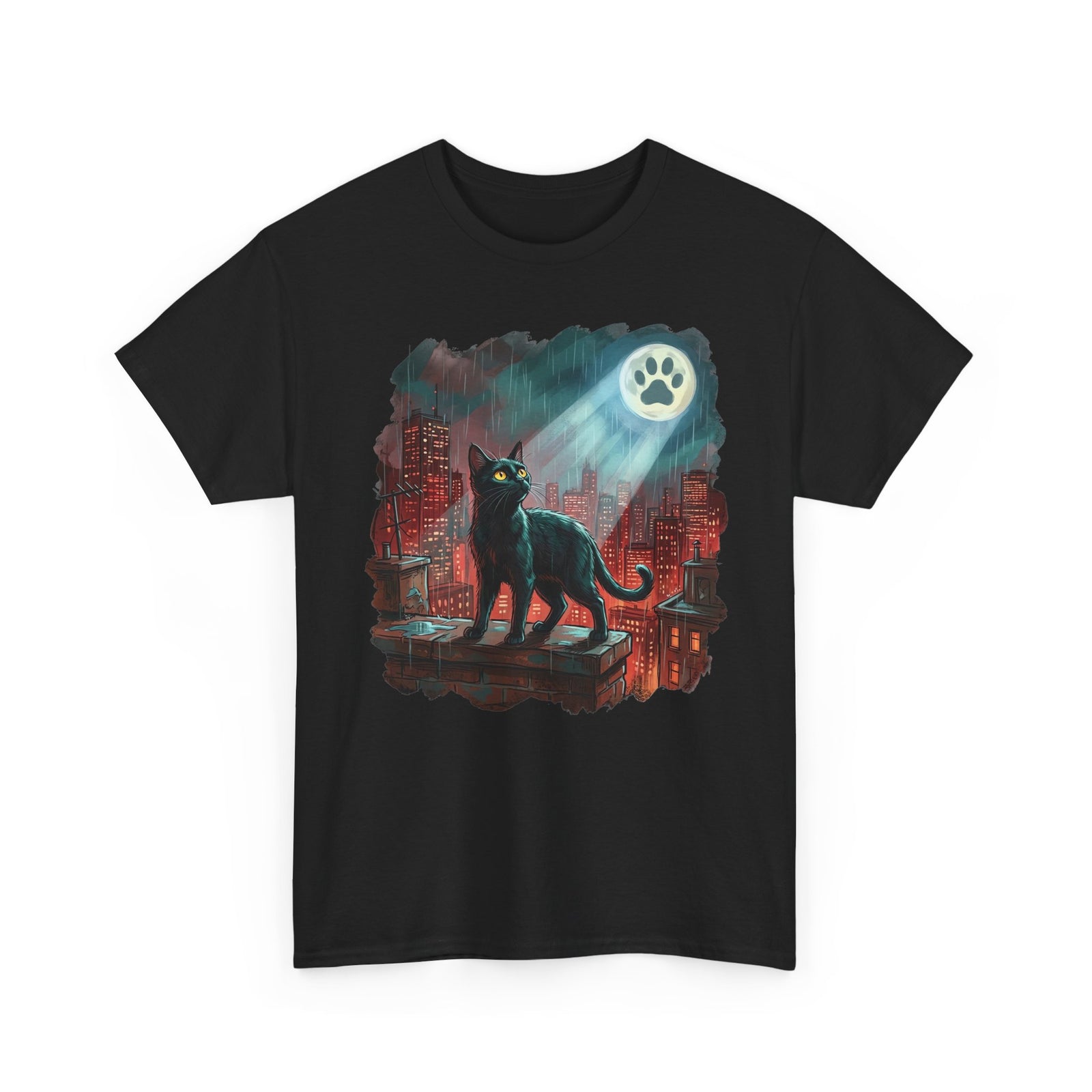 Black Cat Hero T-Shirt — Noir City Rescue Paw Signal Tee